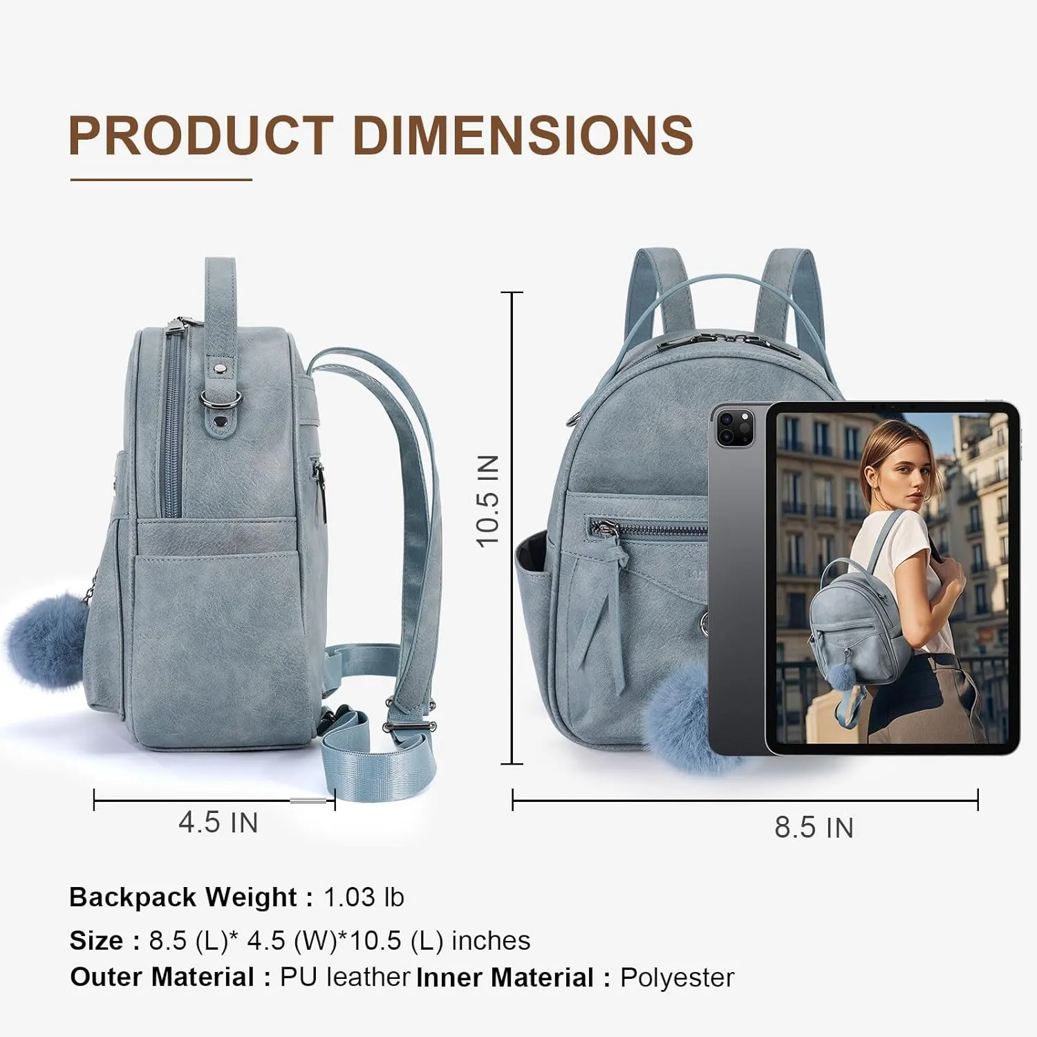Mini Backpack Purse for Women Fashion Cute Small Travel Backpacks Pompom Daypacks Shoulder Handbag
