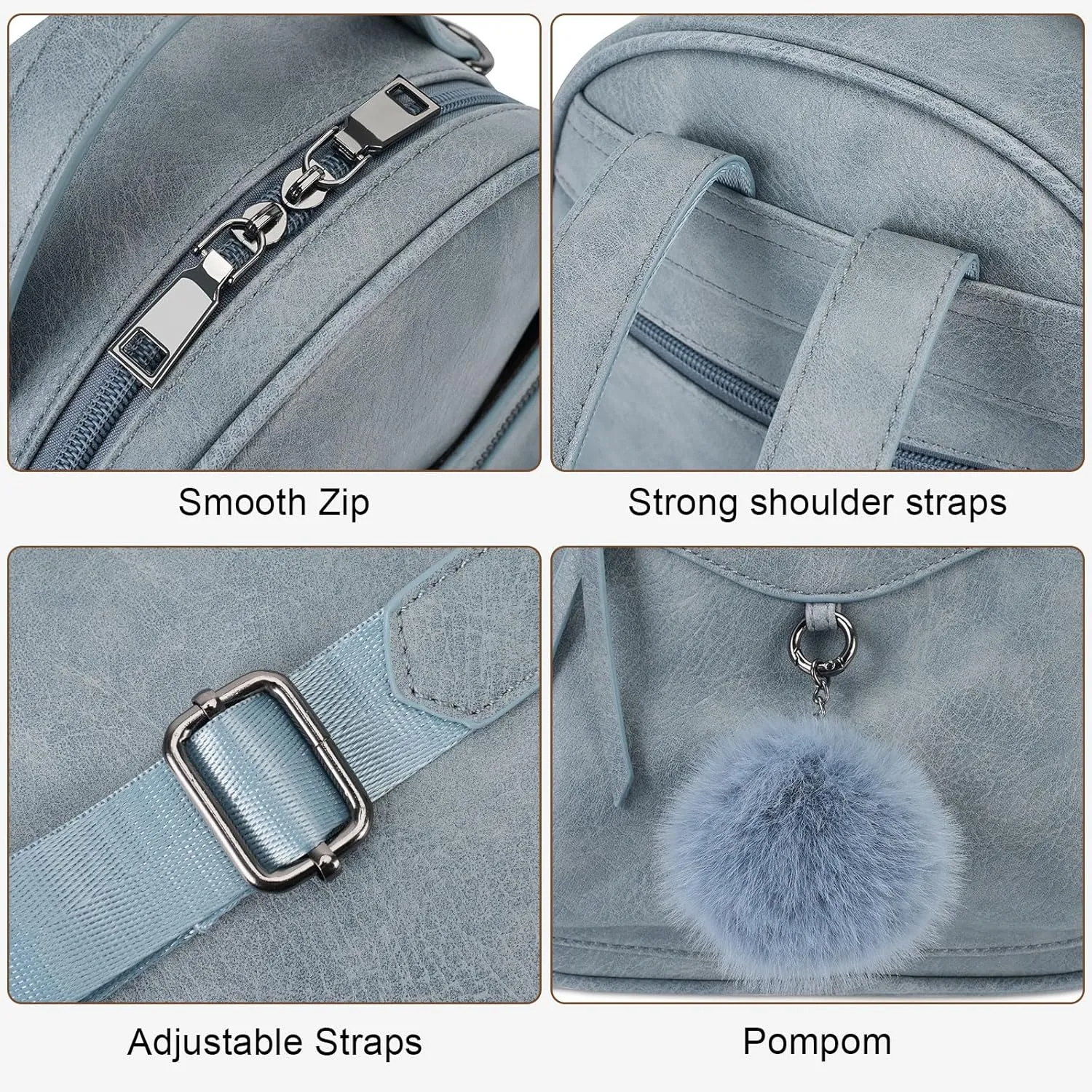Mini Backpack Purse for Women Fashion Cute Small Travel Backpacks Pompom Daypacks Shoulder Handbag