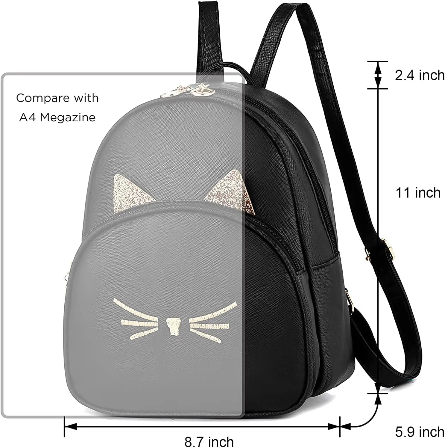 Mini Backpack Purse for Women Small Fashion Backpack for Ladies PU Leather Shoulder Backpacks with Cat Print