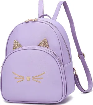 Mini Backpack Purse for Women Small Fashion Backpack for Ladies PU Leather Shoulder Backpacks with Cat Print