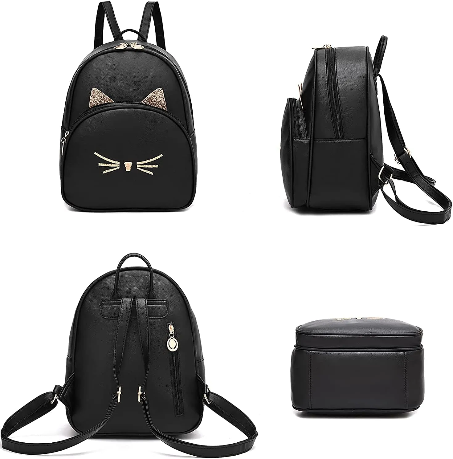 Mini Backpack Purse for Women Small Fashion Backpack for Ladies PU Leather Shoulder Backpacks with Cat Print