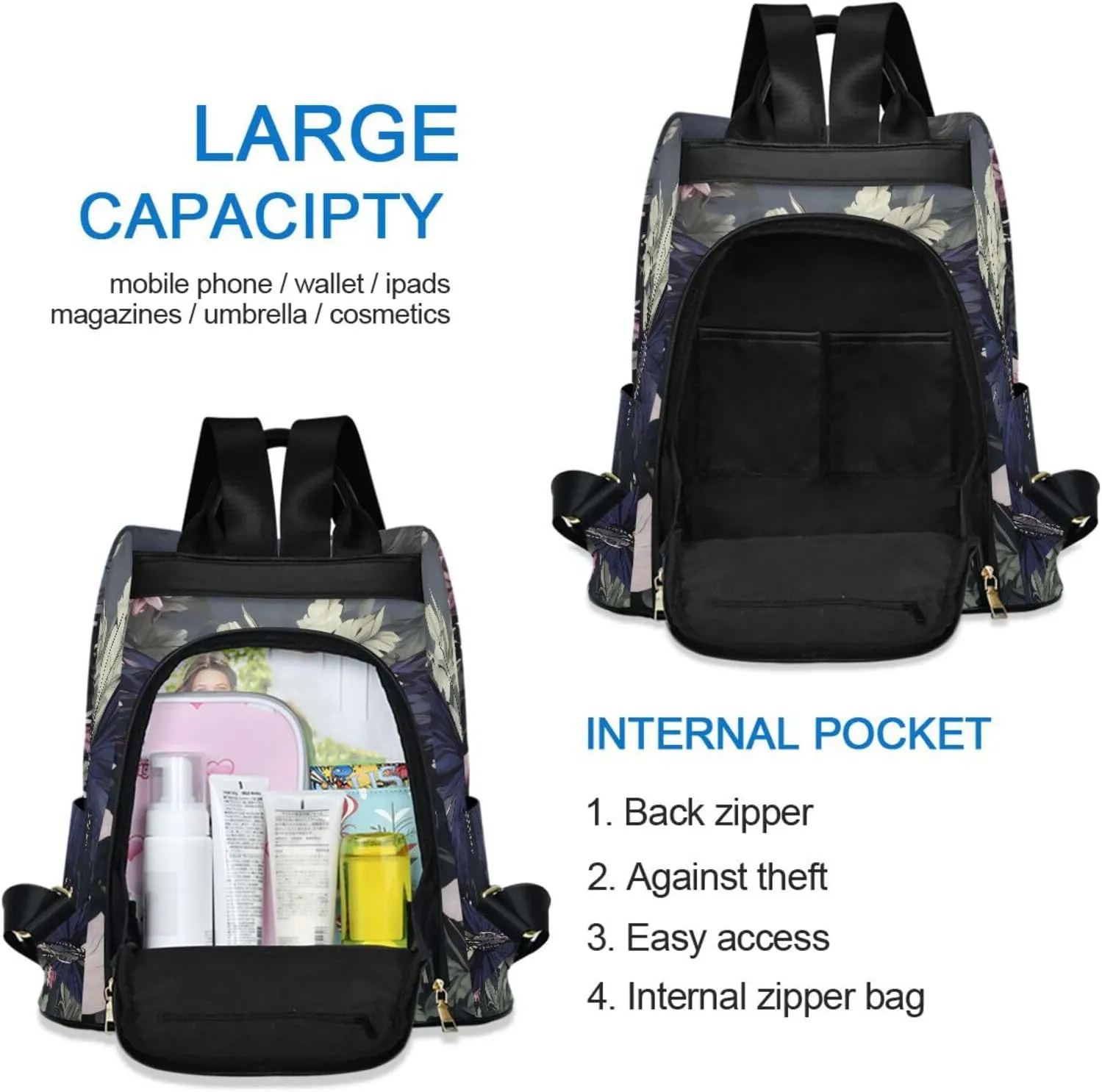 Mini Backpack Women Travel Handbag Shoulder Bag Anti Theft Backpack for women for Outing Shopping Traveling Going Out Butterfly Pattern 4