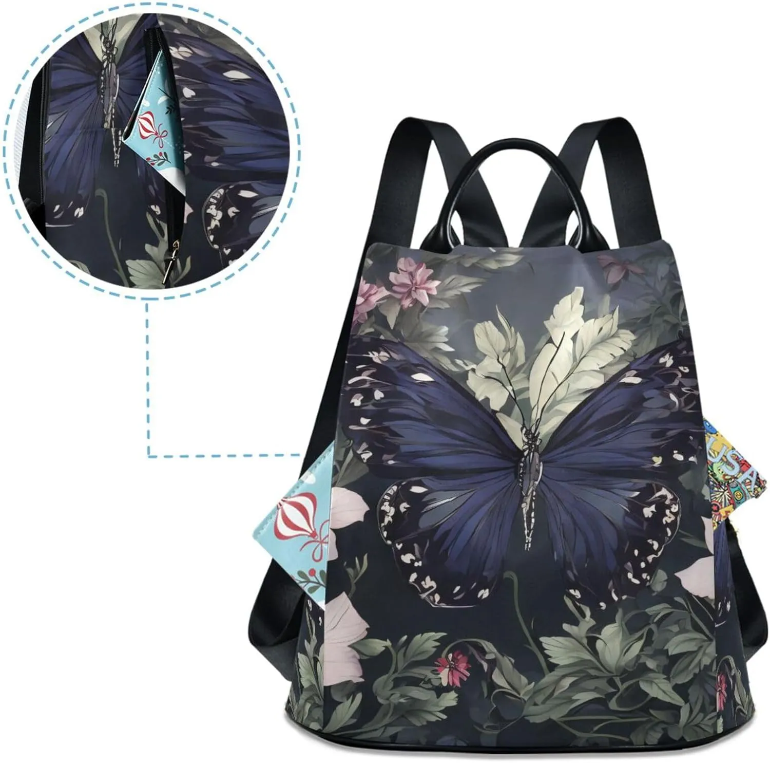 Mini Backpack Women Travel Handbag Shoulder Bag Anti Theft Backpack for women for Outing Shopping Traveling Going Out Butterfly Pattern 4
