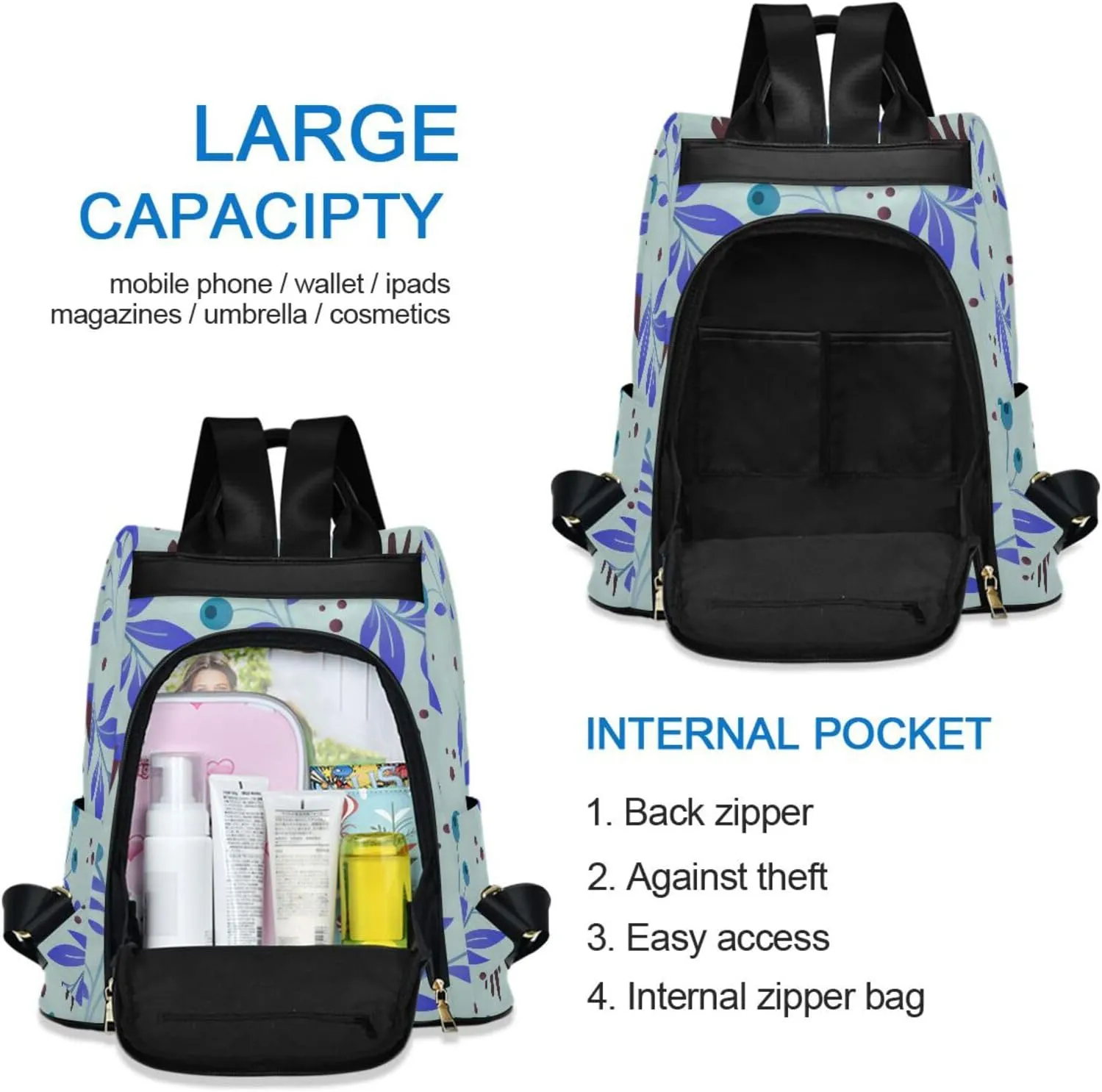 Mini Backpack Women Travel Handbag Shoulder Bag for Outing Shopping Traveling Going Out Pattern 3