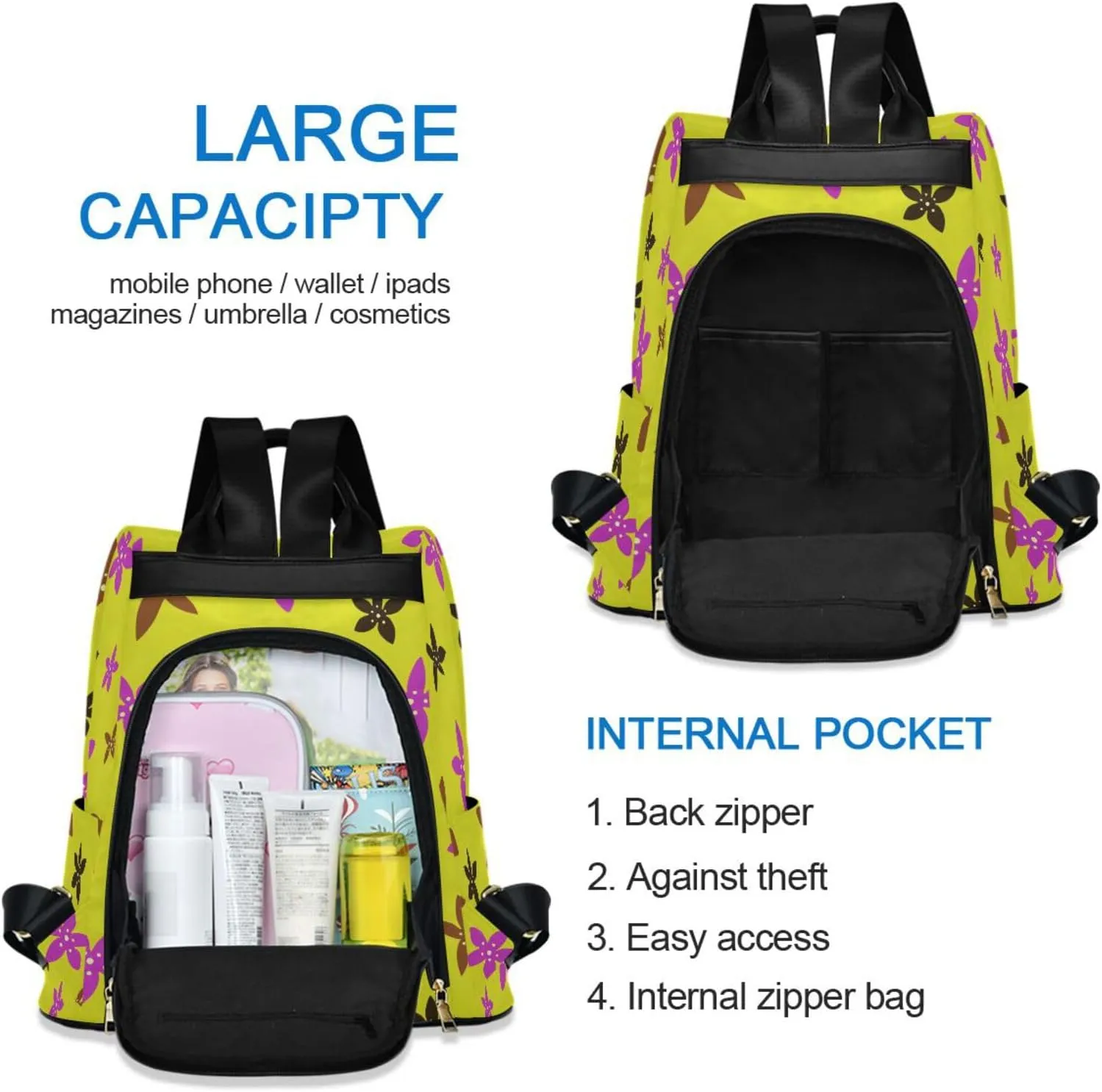 Mini Backpack Women Travel Handbag Shoulder Bag for Outing Shopping Traveling Going Out Pattern 9