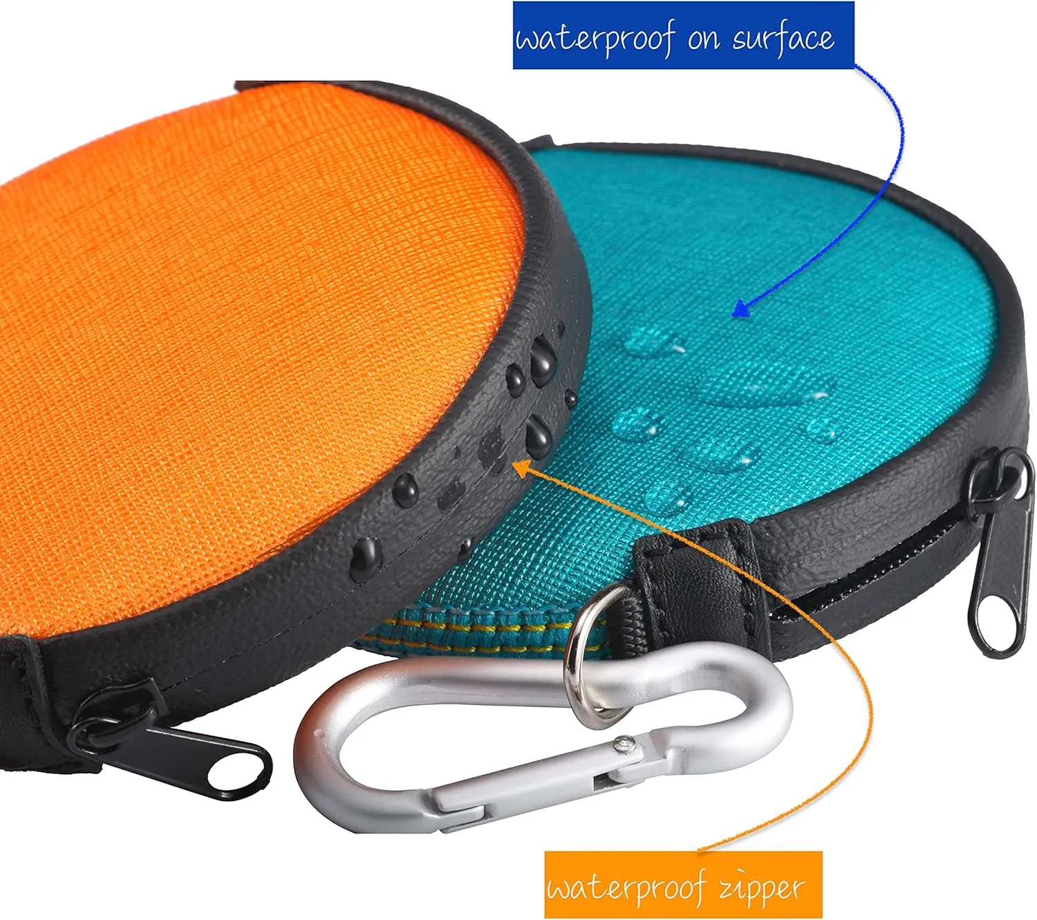 Mini Round Coin Purse with Clip on, Lightweight Waterproof Zipper Pouch for Earbuds, Keys, Coins, Compact Travel Storage Case for Women & Men [ Bright Blue ]