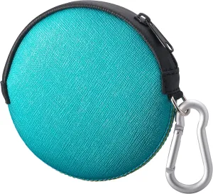Mini Round Coin Purse with Clip on, Lightweight Waterproof Zipper Pouch for Earbuds, Keys, Coins, Compact Travel Storage Case for Women & Men [ Bright Blue ]