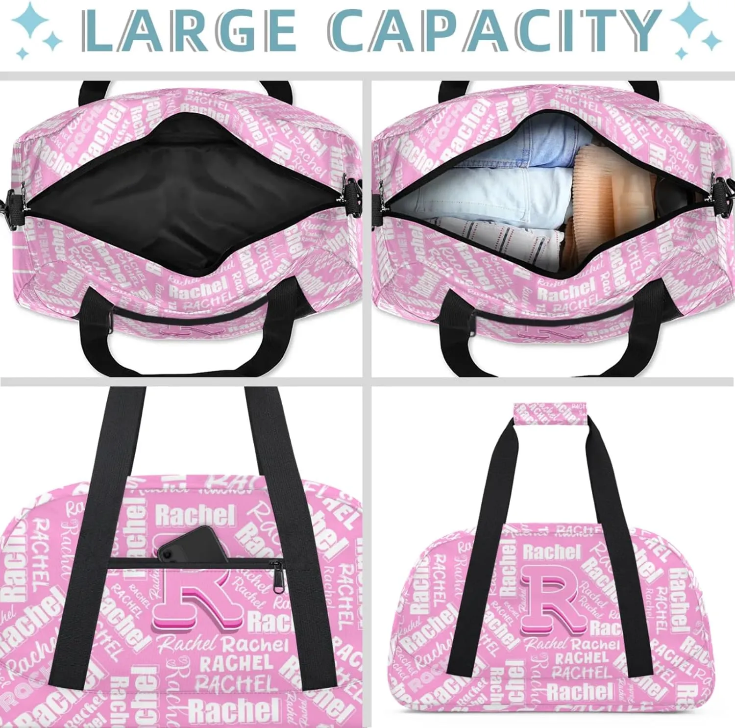 Mini Sports Duffel Bag Waterproof Custom Women Small Gym Bag 18 inch for Men Carry on Overnight Travel Tote Bag Coral Pink