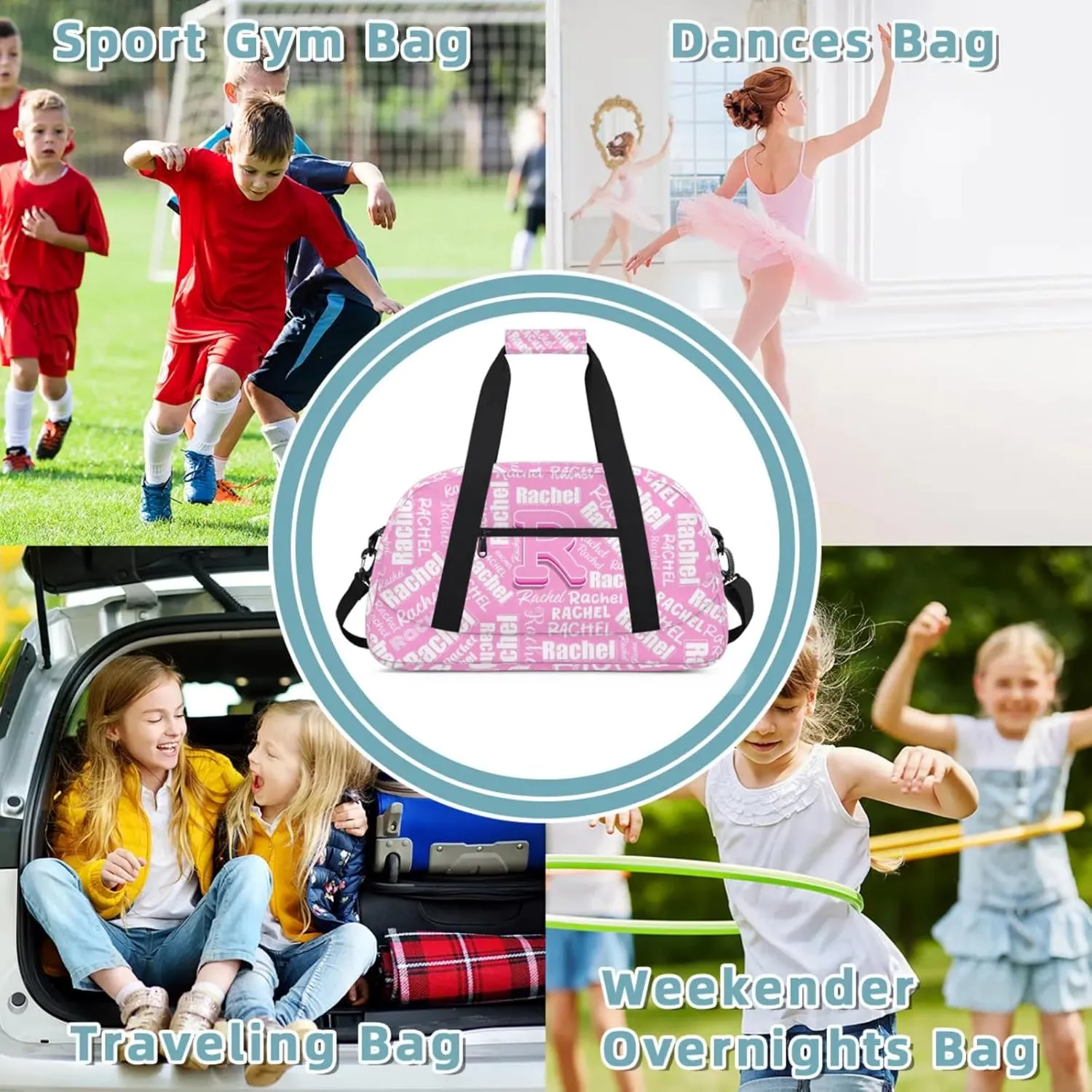 Mini Sports Duffel Bag Waterproof Custom Women Small Gym Bag 18 inch for Men Carry on Overnight Travel Tote Bag Coral Pink