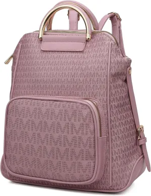 MKF Collection Signature Women Backpack, Vegan Leather Travel Bag Top-Handle Fashion Business Work Bag by Mia K
