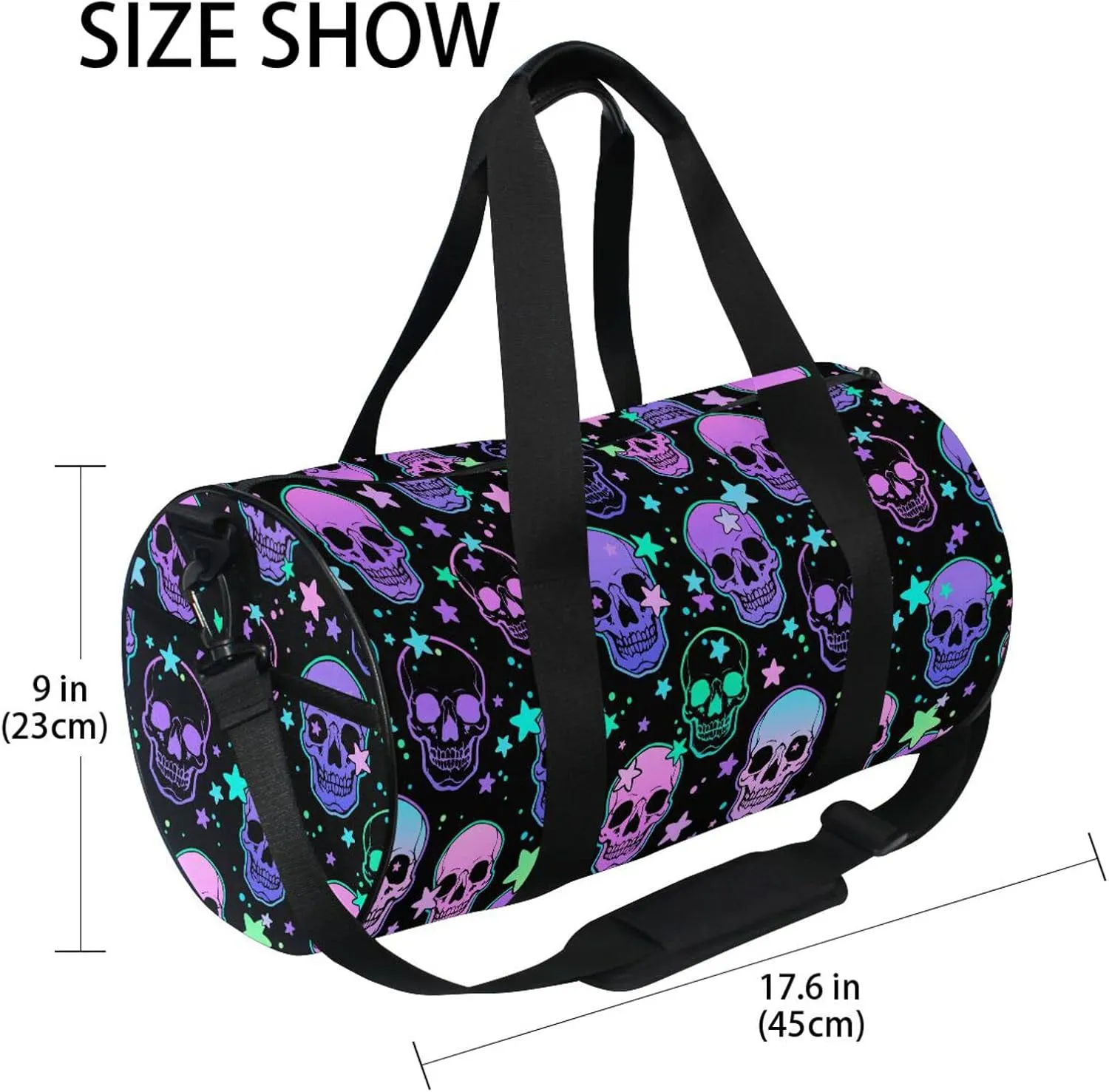 MNSRUU Duffel Bags Stars Purple Skulls Sports Gym Bag Travel Luggage Overnight Bags for Men Women Duffel Bags for Traveling