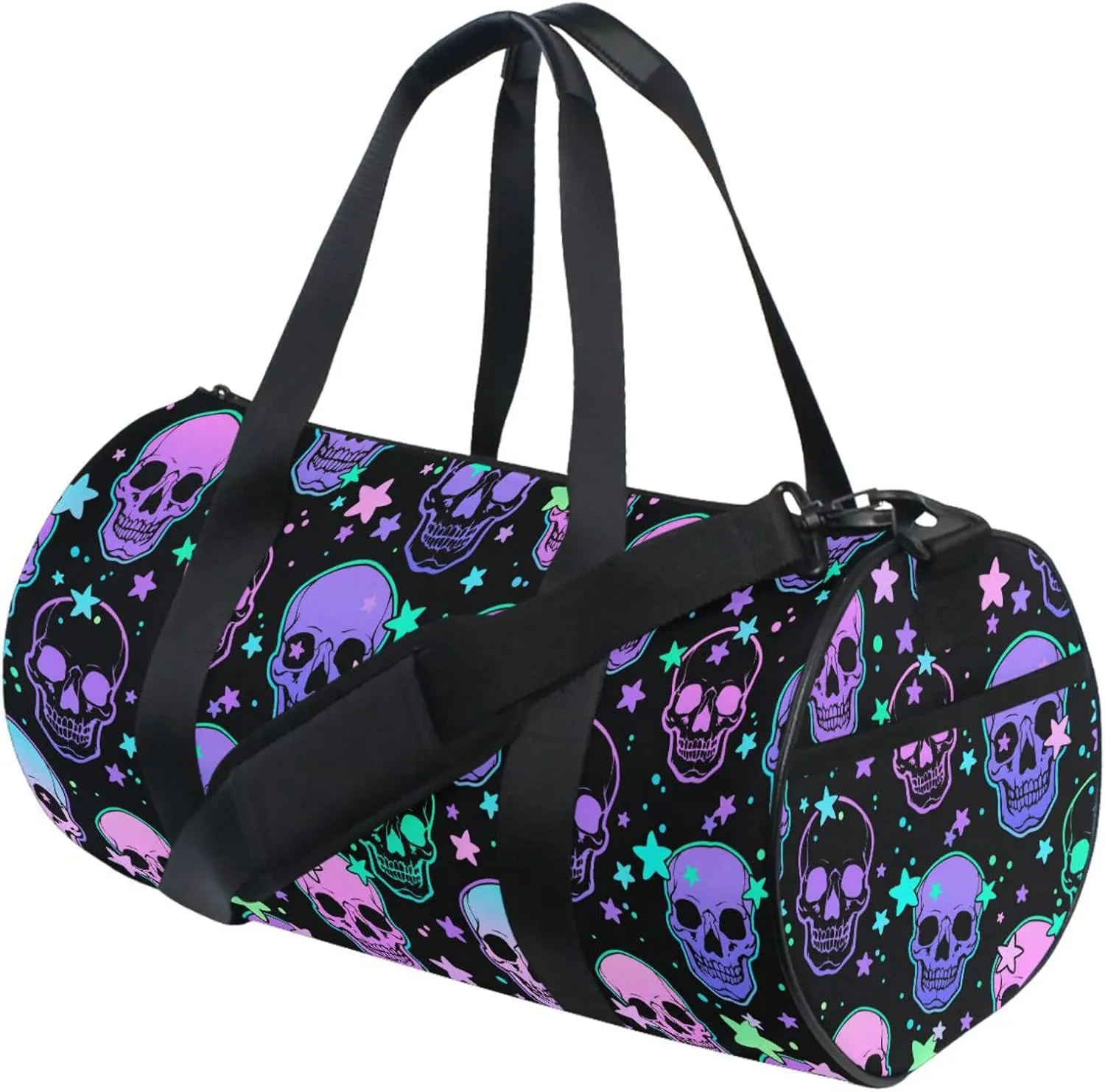 MNSRUU Duffel Bags Stars Purple Skulls Sports Gym Bag Travel Luggage Overnight Bags for Men Women Duffel Bags for Traveling