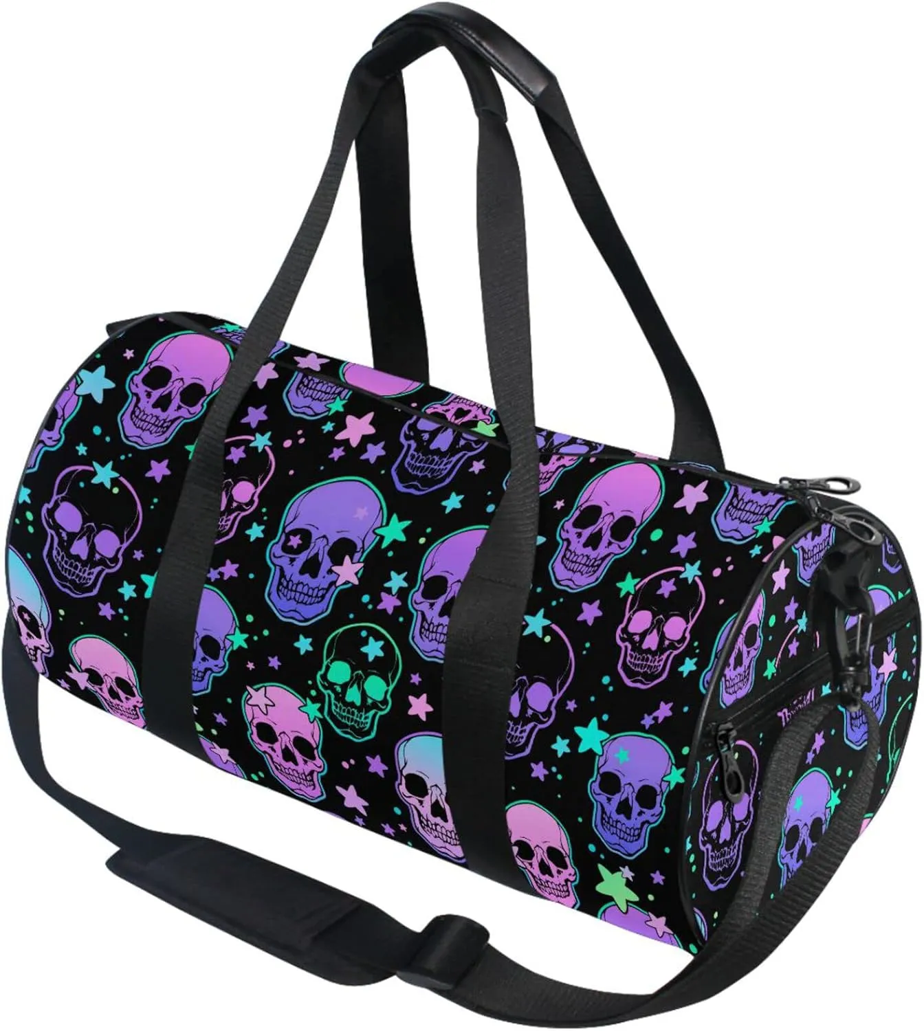 MNSRUU Duffel Bags Stars Purple Skulls Sports Gym Bag Travel Luggage Overnight Bags for Men Women Duffel Bags for Traveling