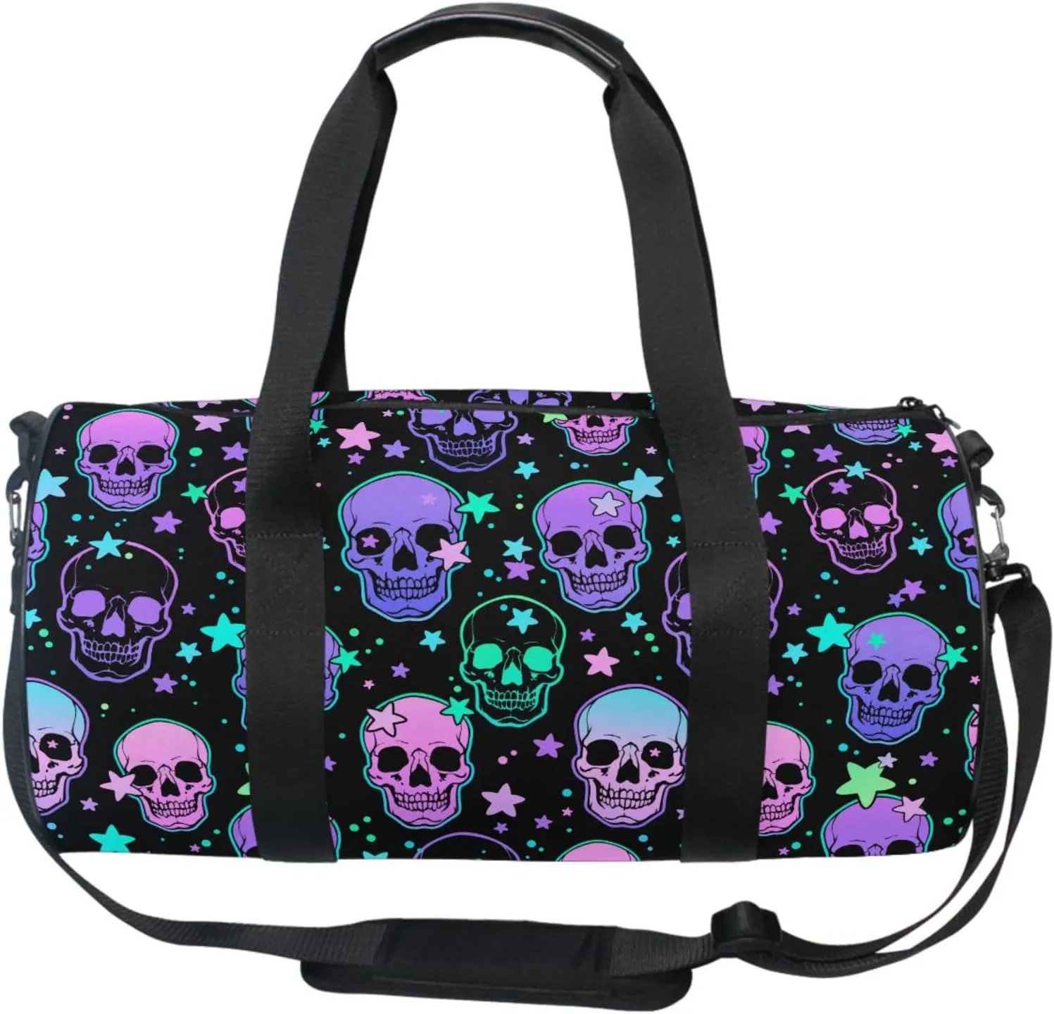MNSRUU Duffel Bags Stars Purple Skulls Sports Gym Bag Travel Luggage Overnight Bags for Men Women Duffel Bags for Traveling