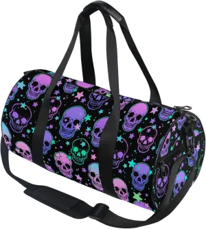 MNSRUU Duffel Bags Stars Purple Skulls Sports Gym Bag Travel Luggage Overnight Bags for Men Women Duffel Bags for Traveling
