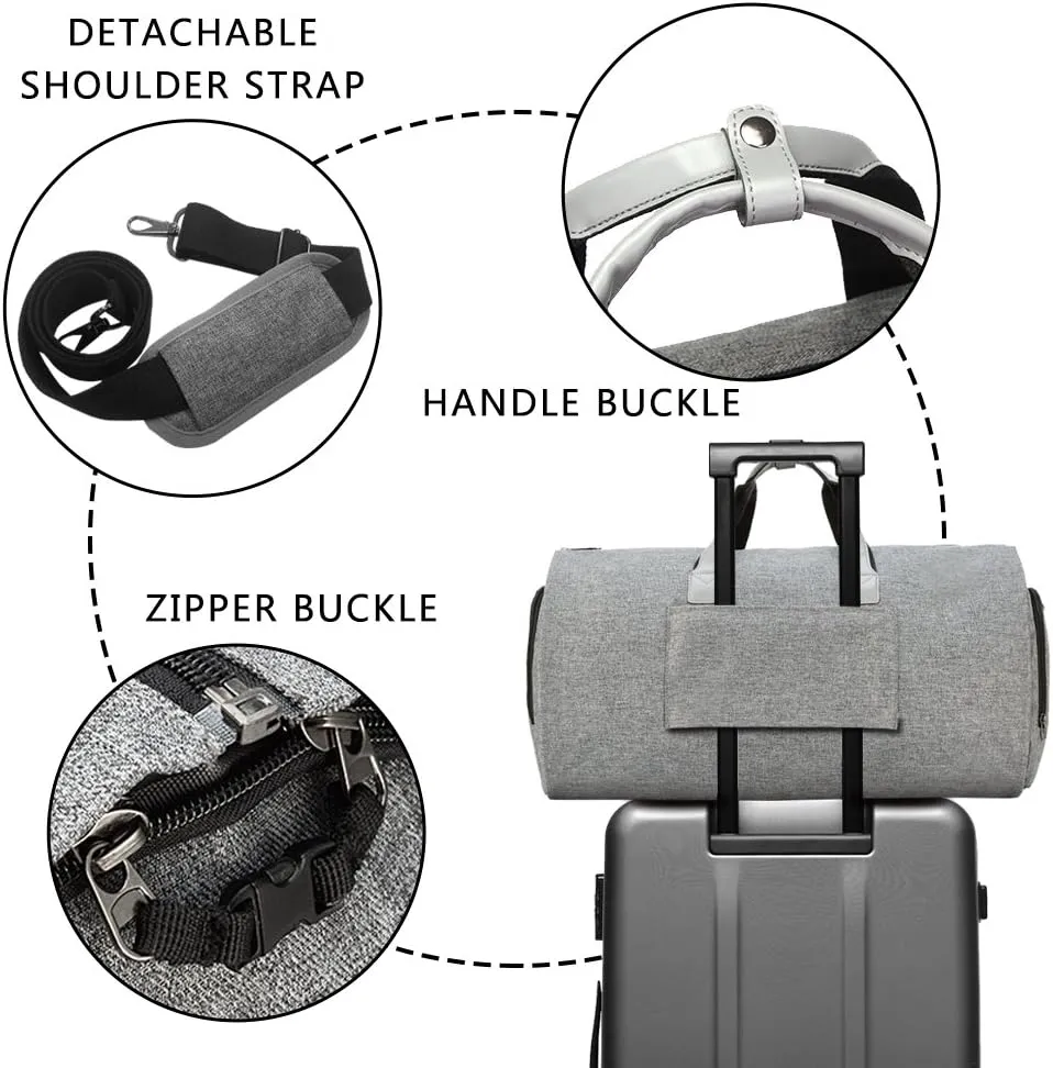 Modoker Convertible Garment Bag with Shoulder Strap, Carry on Garment Duffel Bag for Men Women - 2 in 1 Hanging Suitcase Suit Travel Bags (Grey)