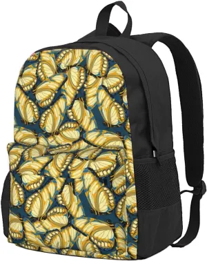 Monarch Butterflly Pattern Backpack for Women Men Worker Teacher Business Travel Backpacks Shoulders Bag Daypack Bookbag with Mesh Pockets