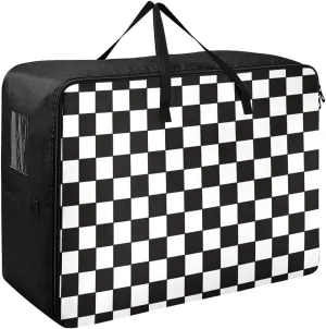 Monochrome Geometric Pattern Storage Bag, 27.5x19.7x11 In, Garment Storage Organizer Travel Cargo Duffel Bags Storage Organizer for Clothes, Bedding, Comforter