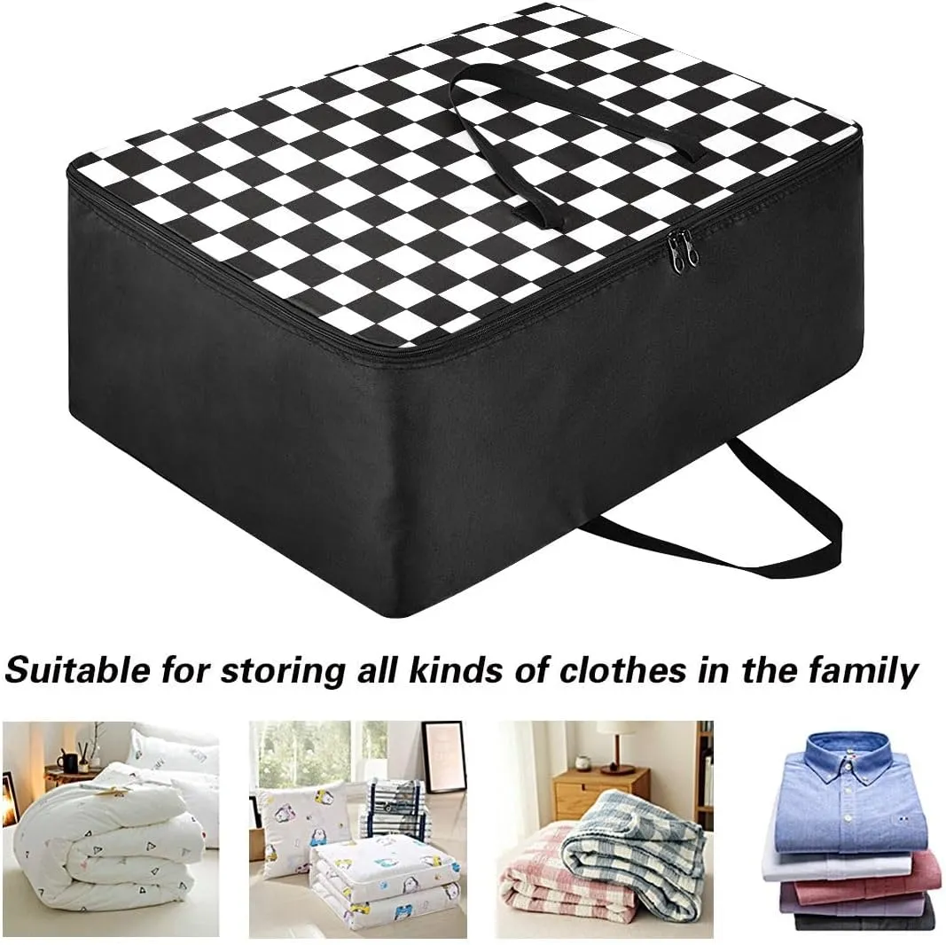 Monochrome Geometric Pattern Storage Bag, 27.5x19.7x11 In, Garment Storage Organizer Travel Cargo Duffel Bags Storage Organizer for Clothes, Bedding, Comforter