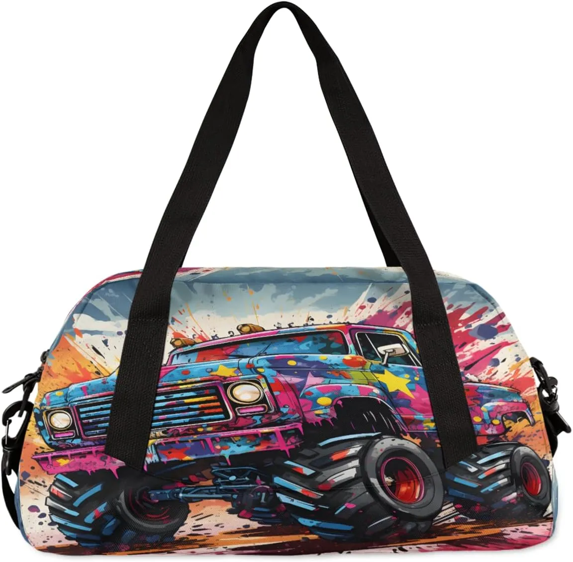Monster Truck Kids Duffle Bag Boys Girls Small Sport Dance Gym Bag for Overnight Travel Weekender Carry On