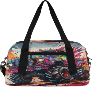 Monster Truck Kids Duffle Bag Boys Girls Small Sport Dance Gym Bag for Overnight Travel Weekender Carry On