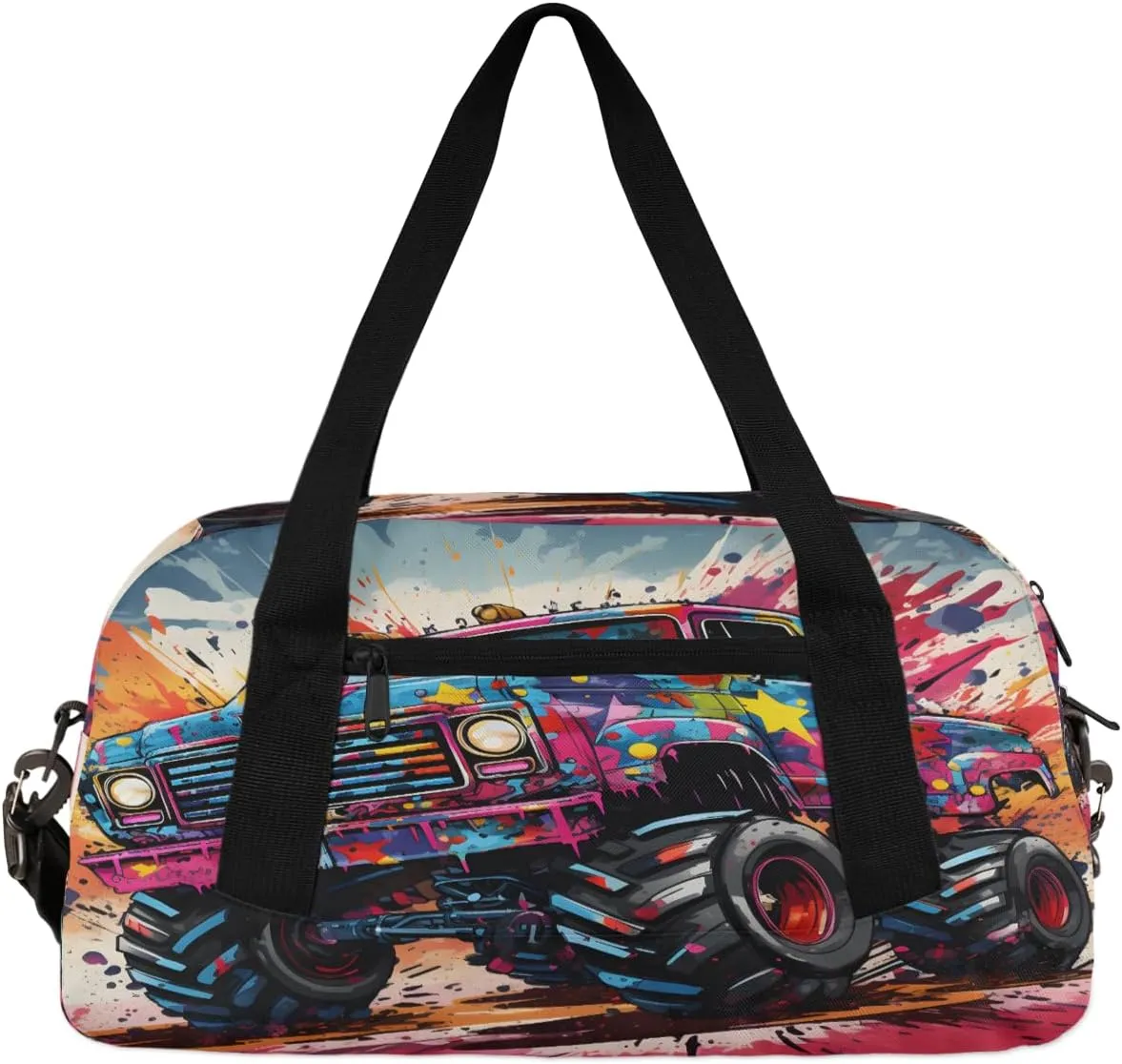 Monster Truck Kids Duffle Bag Boys Girls Small Sport Dance Gym Bag for Overnight Travel Weekender Carry On