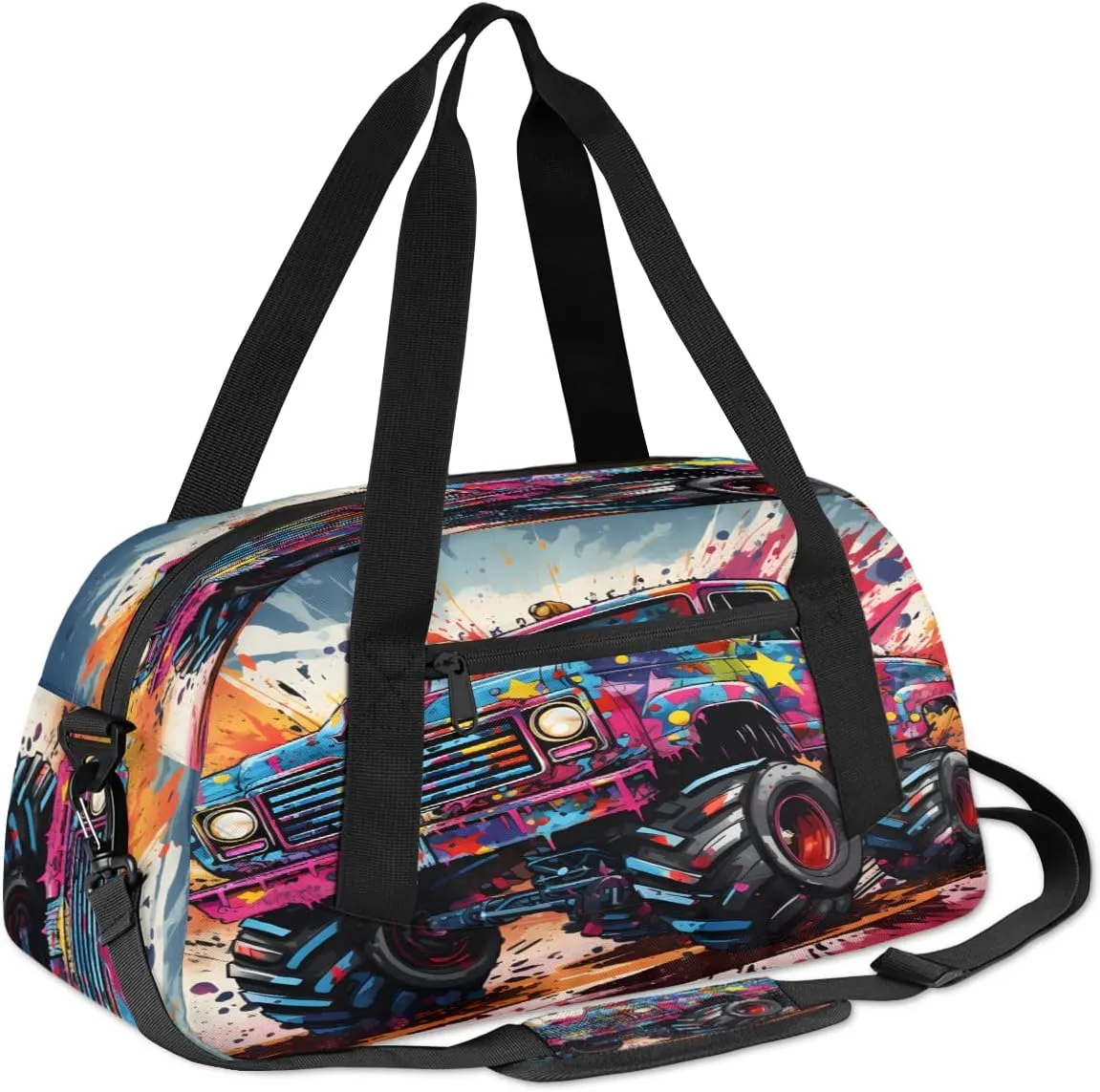 Monster Truck Kids Duffle Bag Boys Girls Small Sport Dance Gym Bag for Overnight Travel Weekender Carry On