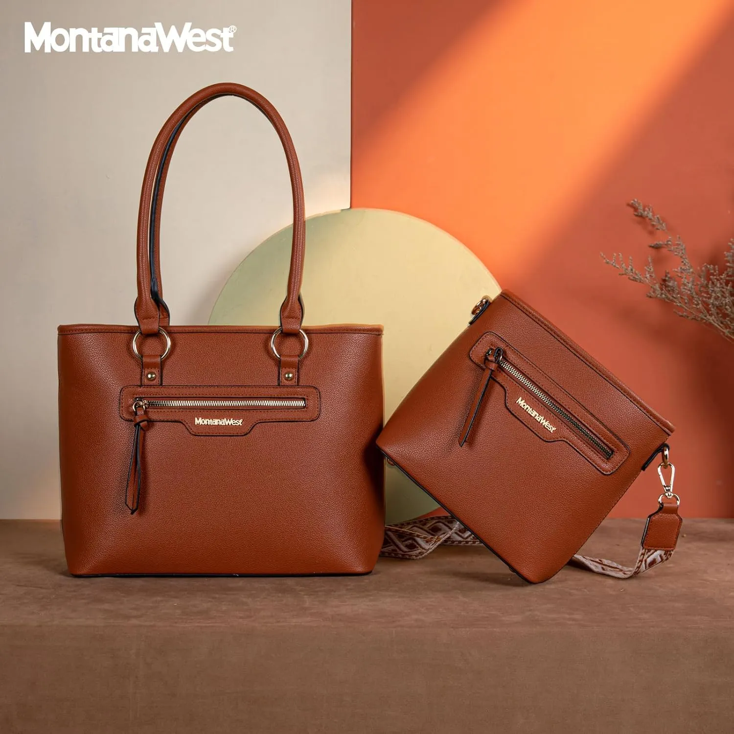 Montana West 2Pcs Handbags Sets for Women Large Tote Bags Cute Crossbody Purses
