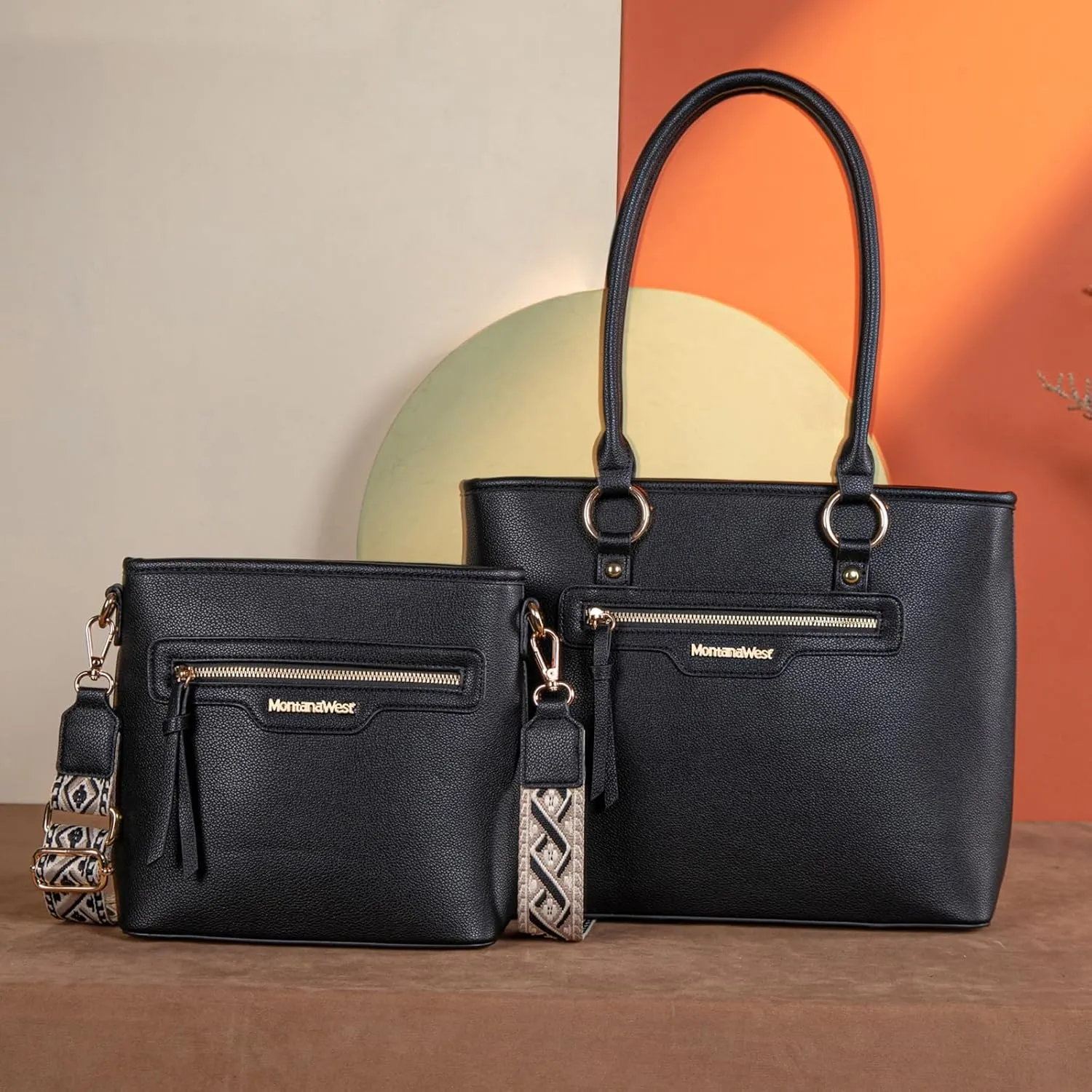Montana West 2Pcs Handbags Sets for Women Large Tote Bags Cute Crossbody Purses
