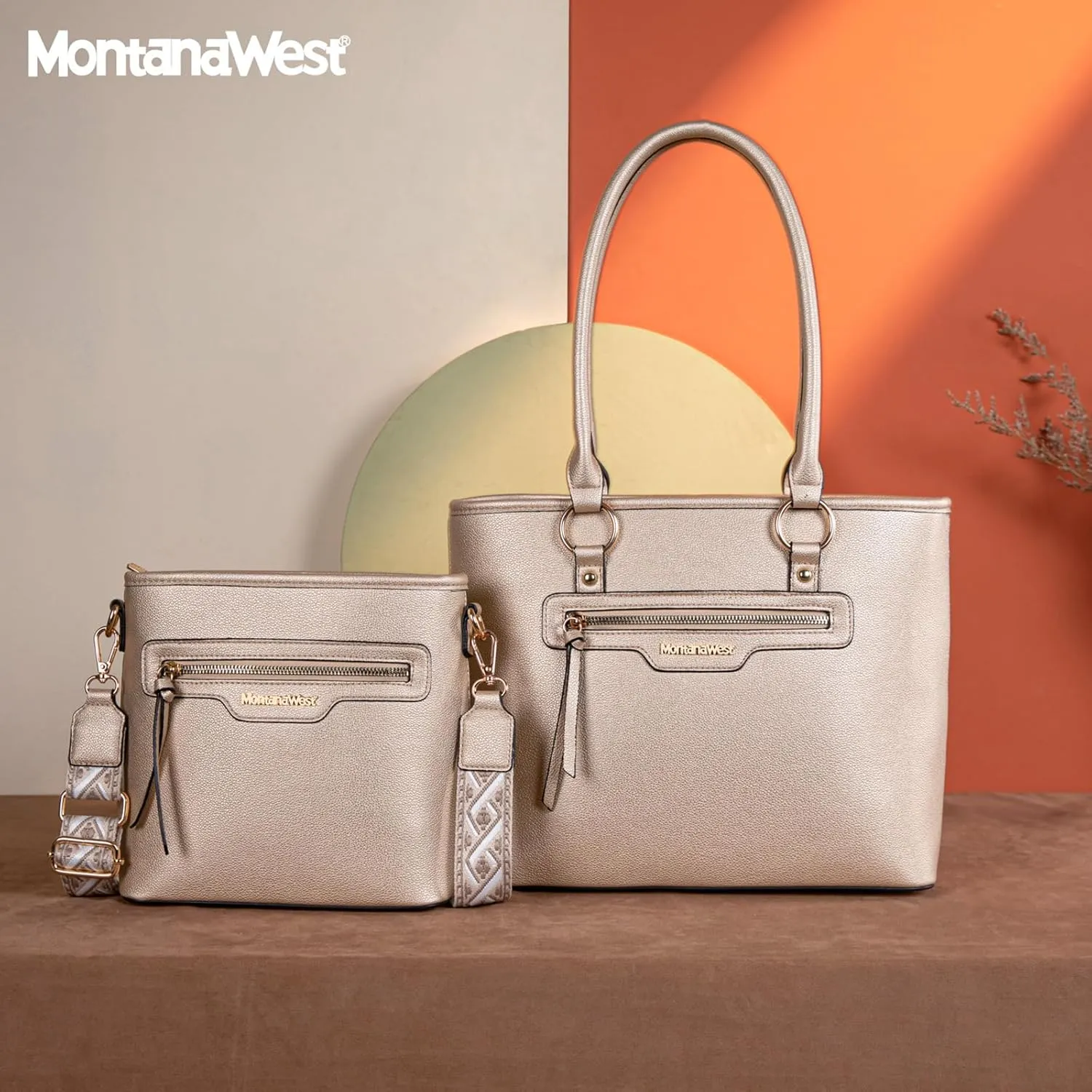 Montana West 2Pcs Handbags Sets for Women Large Tote Bags Cute Crossbody Purses