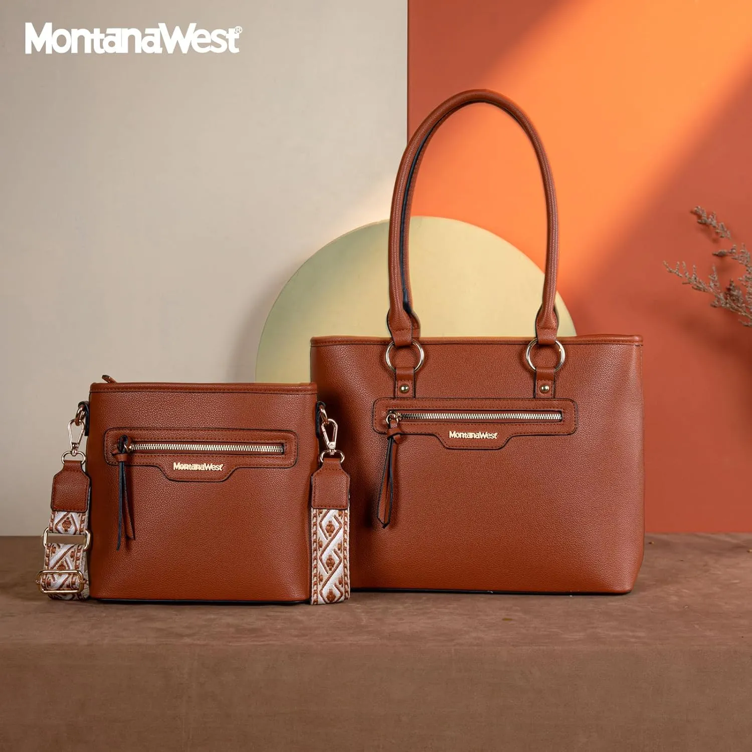 Montana West 2Pcs Handbags Sets for Women Large Tote Bags Cute Crossbody Purses
