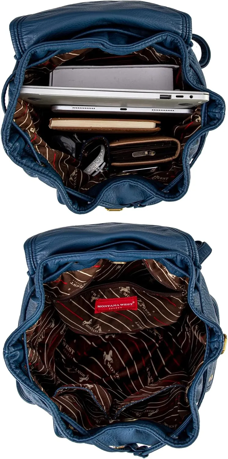 Montana West Backpack Purse for Women Soft Washed Leather Drawstring Casual Travel Backpacks