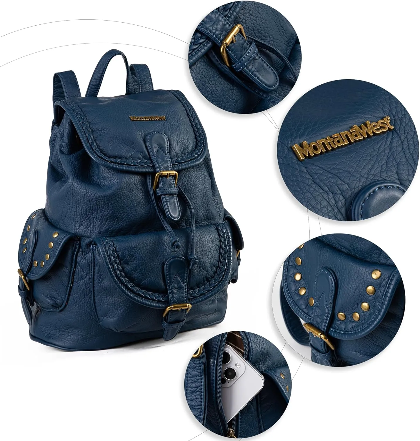Montana West Backpack Purse for Women Soft Washed Leather Drawstring Casual Travel Backpacks