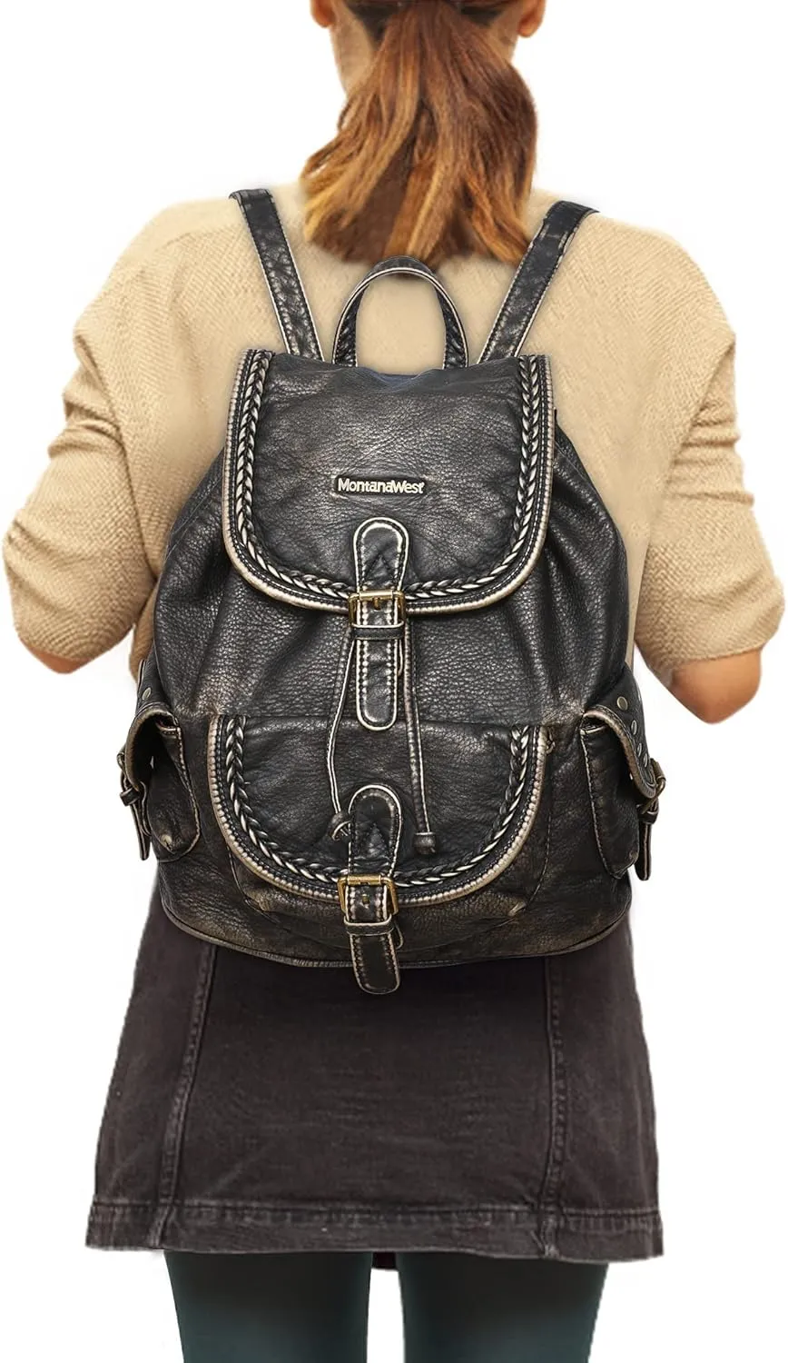 Montana West Backpack Purse for Women Soft Washed Leather Drawstring Casual Travel Backpacks