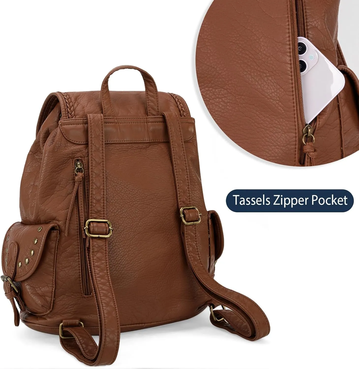 Montana West Backpack Purse for Women Soft Washed Leather Drawstring Casual Travel Large Backpacks