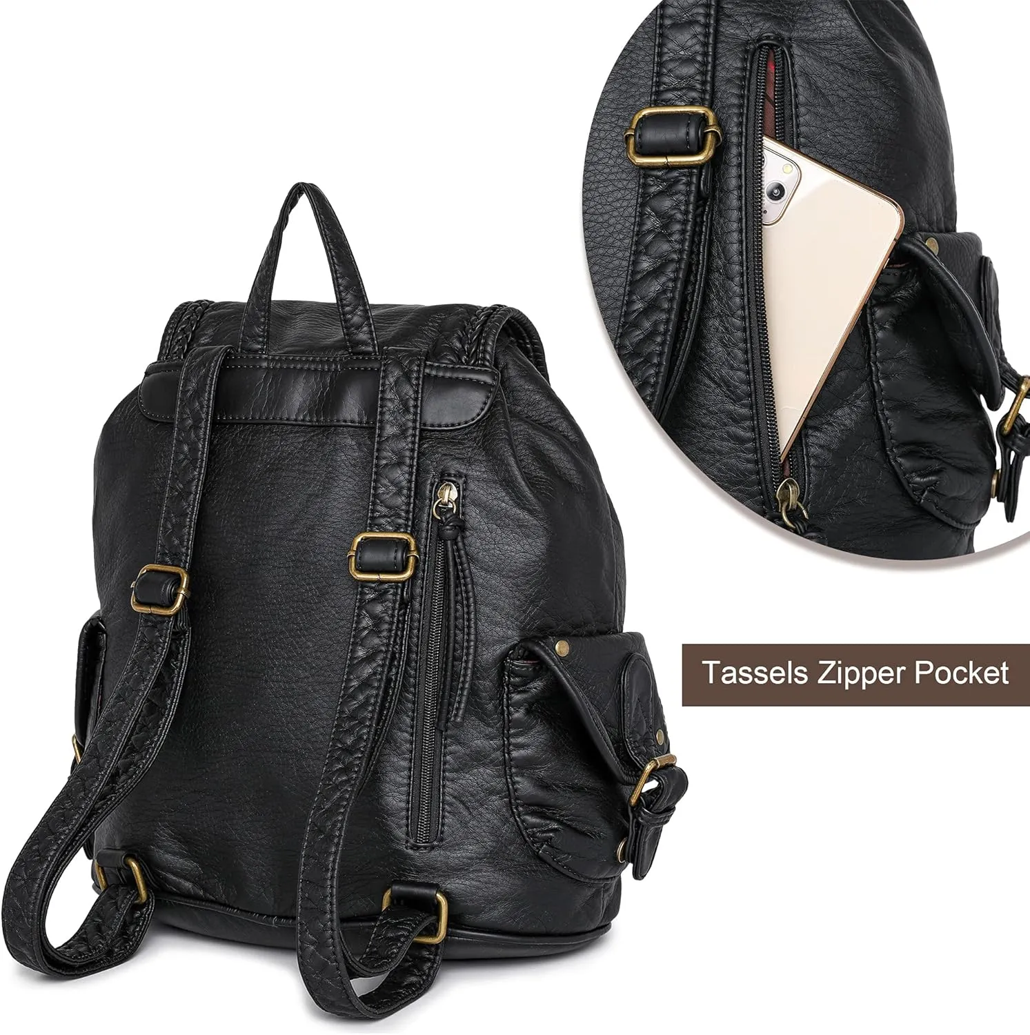 Montana West Backpack Purse for Women Soft Washed Leather Drawstring Casual Travel Large Backpacks