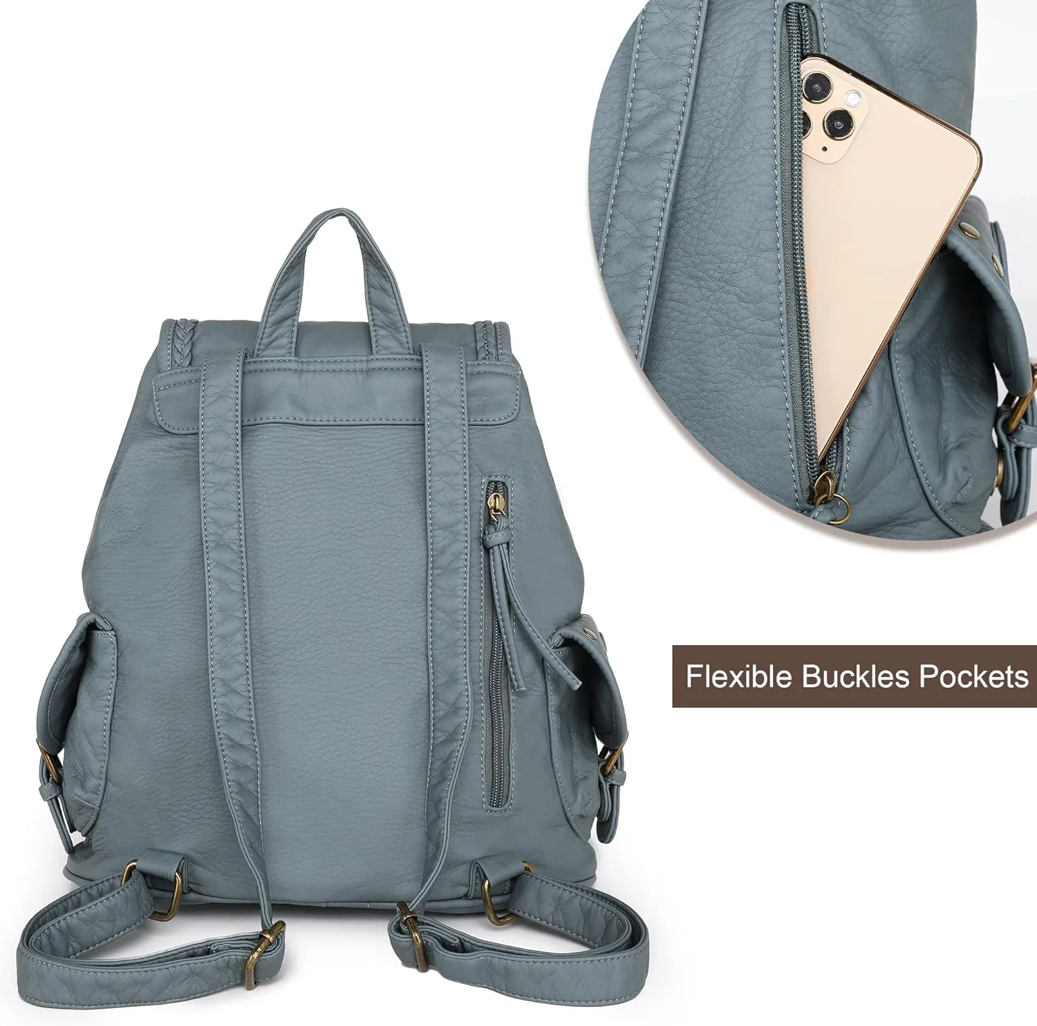 Montana West Backpack Purse for Women Soft Washed Leather Drawstring Casual Travel Large Backpacks