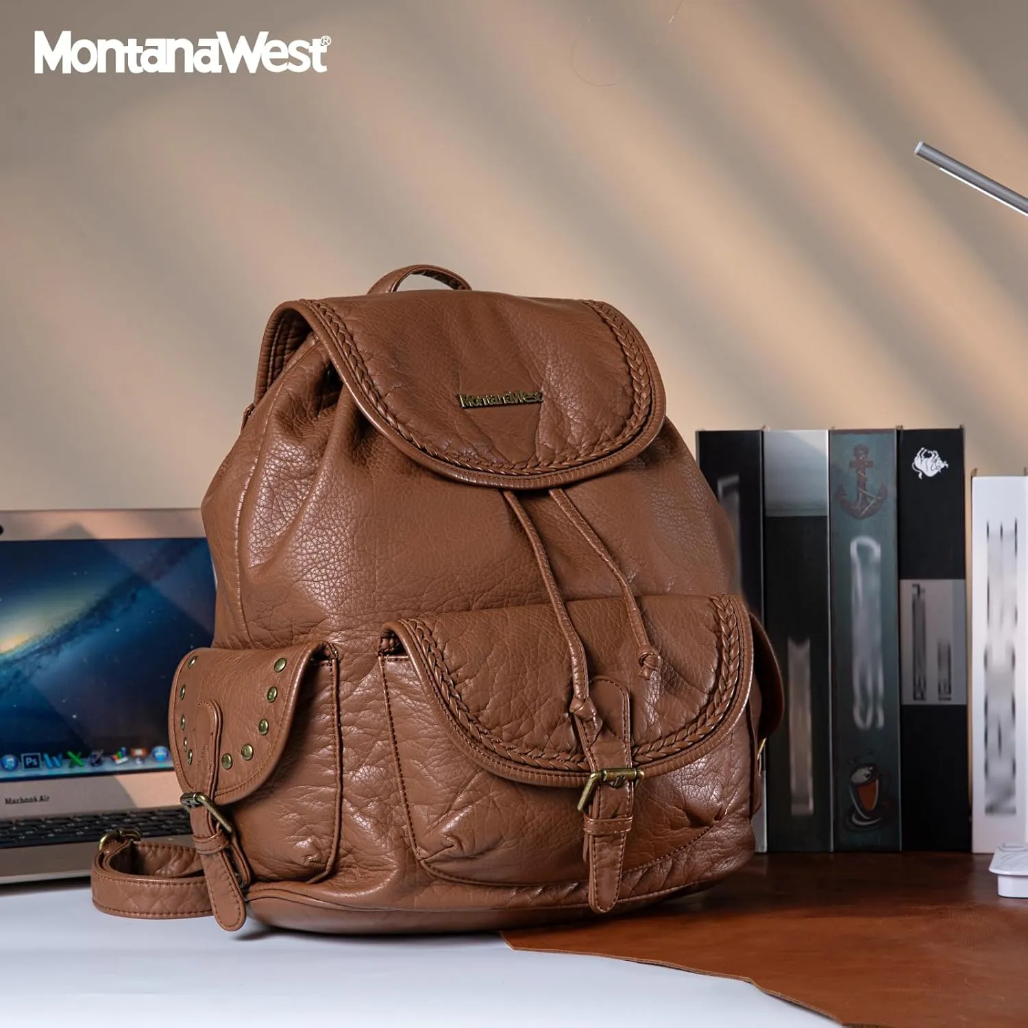 Montana West Backpack Purse for Women Soft Washed Leather Drawstring Casual Travel Large Backpacks