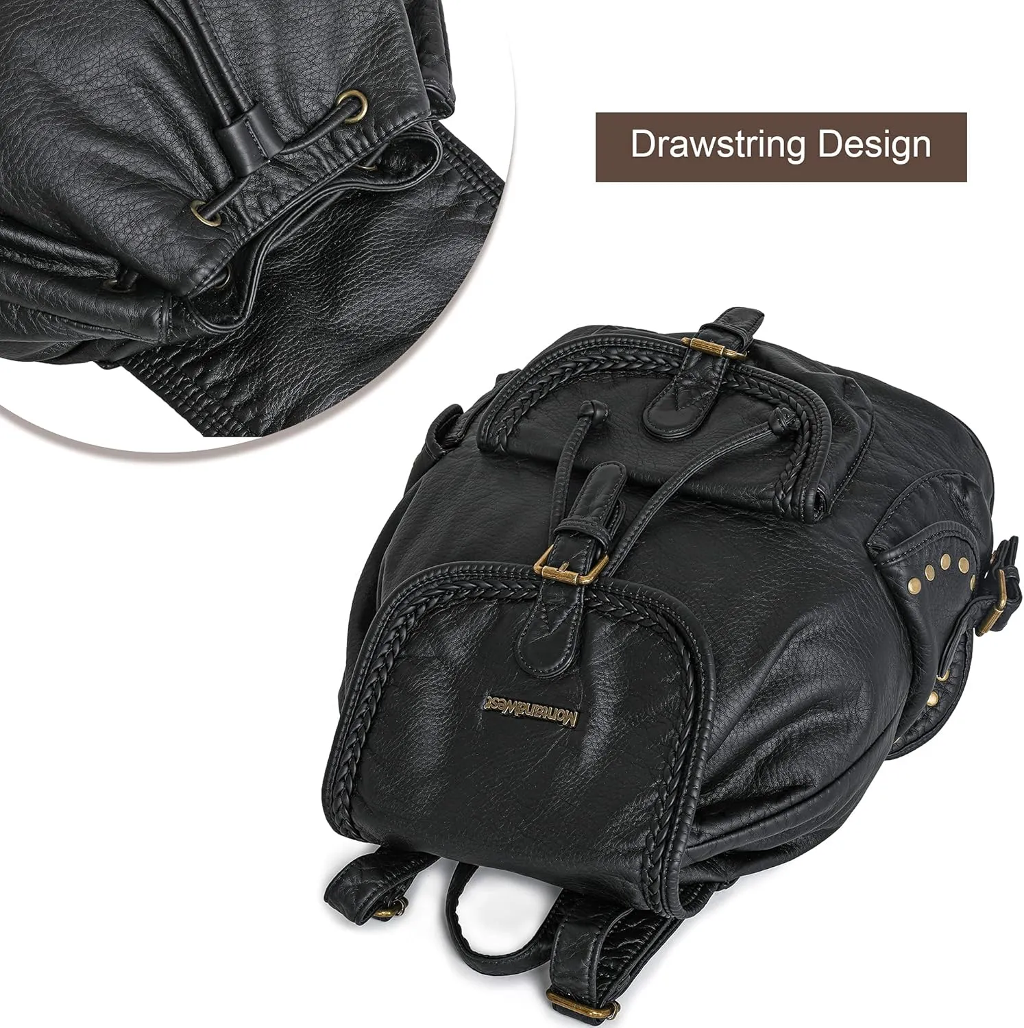 Montana West Backpack Purse for Women Soft Washed Leather Drawstring Casual Travel Large Backpacks