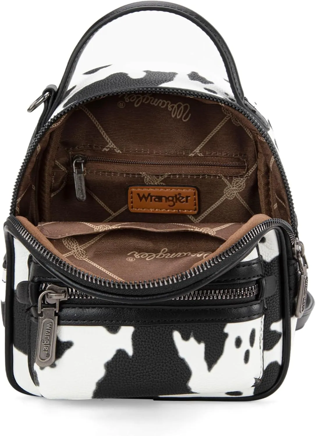 Montana West Wrangler Mini Backpack Cute Cow Print Backpack Purse for Girls and Women, Black WG133-8600BK