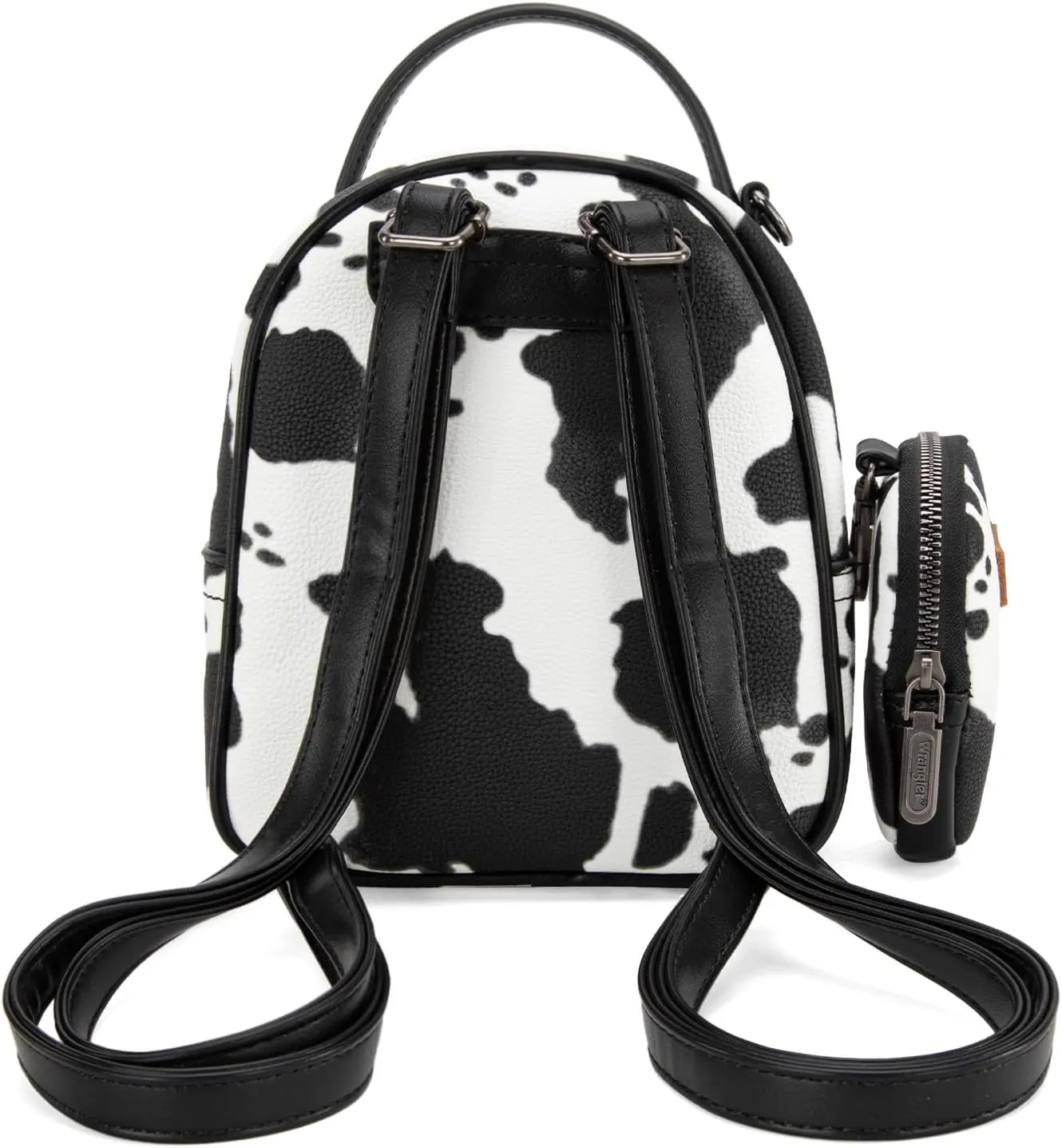 Montana West Wrangler Mini Backpack Cute Cow Print Backpack Purse for Girls and Women, Black WG133-8600BK