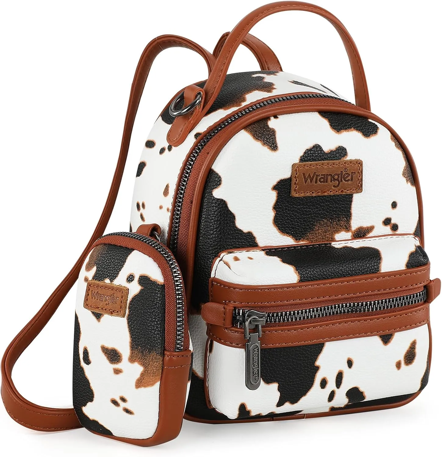 Montana West Wrangler Mini Backpack Cute Cow Print Backpack Purse for Girls and Women, Brown WG133-8600BR