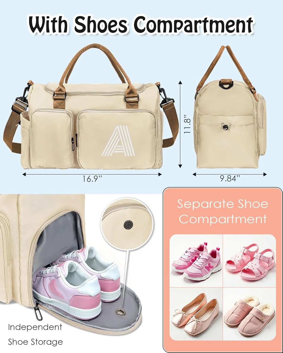 mothers day gifts for mom, Initial Travel Bag for Girls, Travel Duffel Bag, Sports Bag, Personalized Weekender Bag, bridal shower gifts for bride, teacher appreciation Gifts