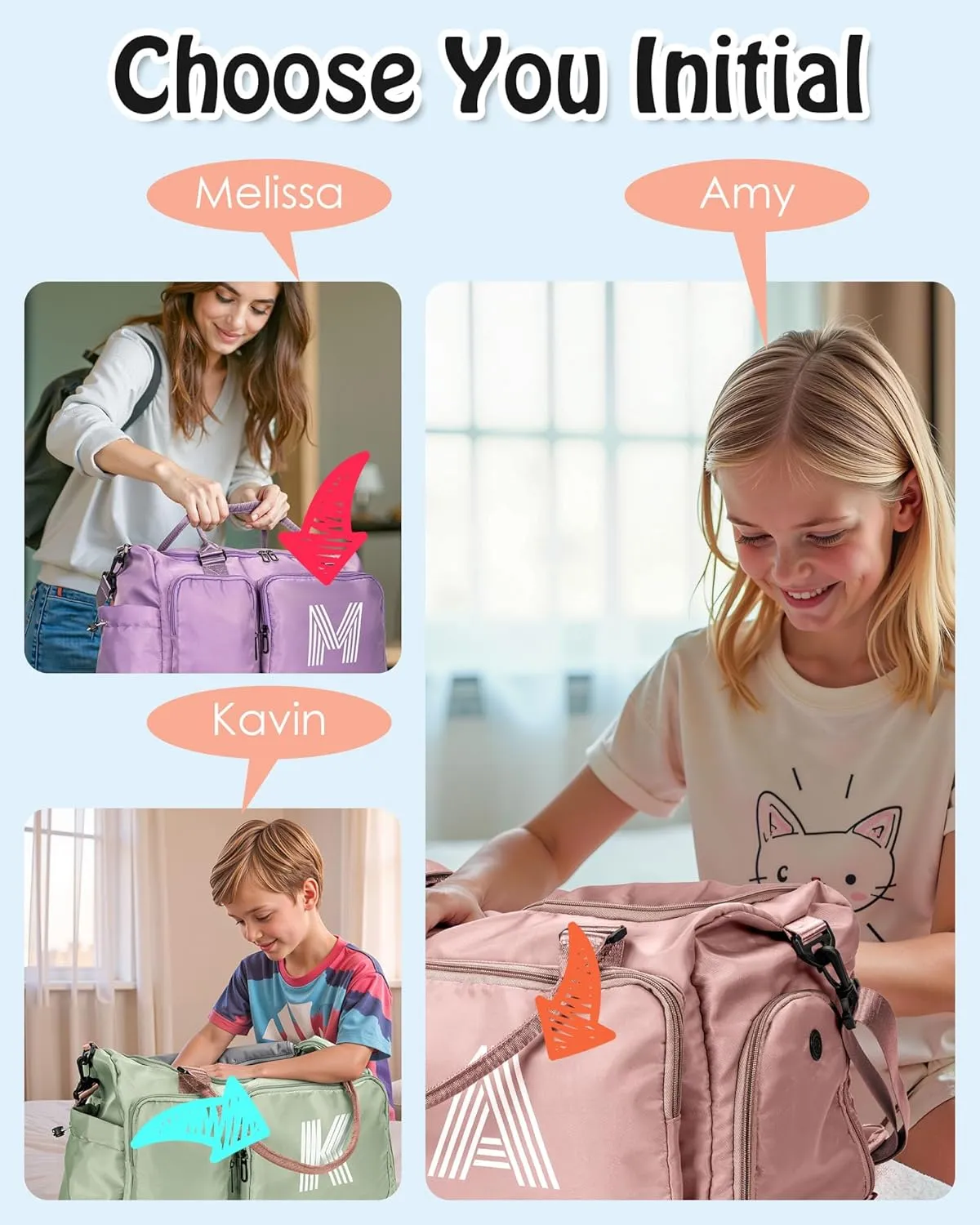 mothers day gifts for mom, Initial Travel Bag for Girls, Travel Duffel Bag, Sports Bag, Personalized Weekender Bag, bridal shower gifts for bride, teacher appreciation Gifts