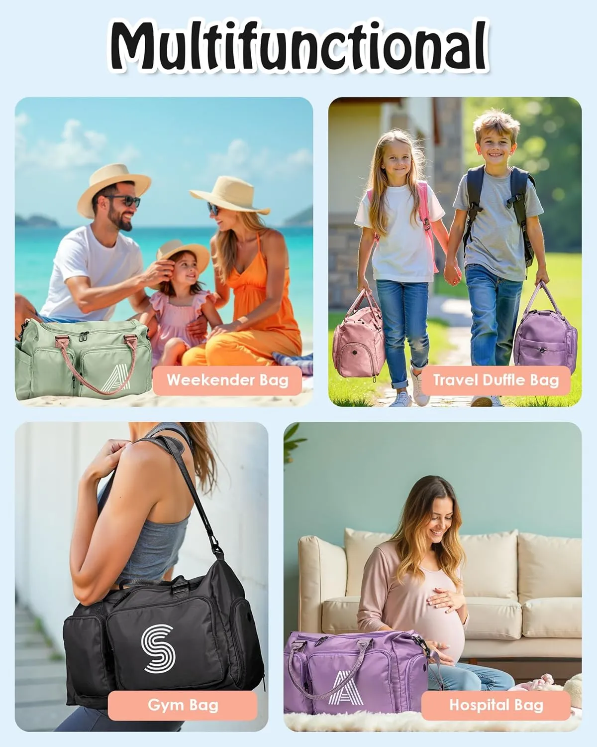 mothers day gifts for mom, Initial Travel Bag for Girls, Travel Duffel Bag, Sports Bag, Personalized Weekender Bag, bridal shower gifts for bride, teacher appreciation Gifts