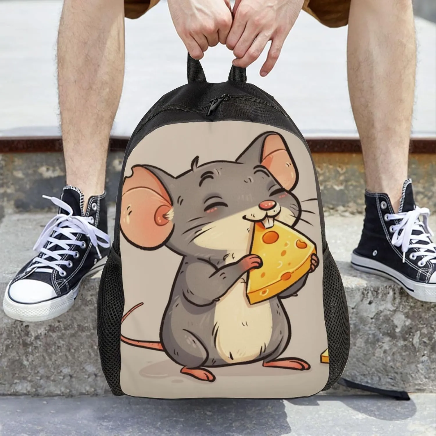 Mouse Cheese Backpack Waterproof Anti Theft Durable Light Laptop Bag Backpacks For Women Men Travel Gym Backpack