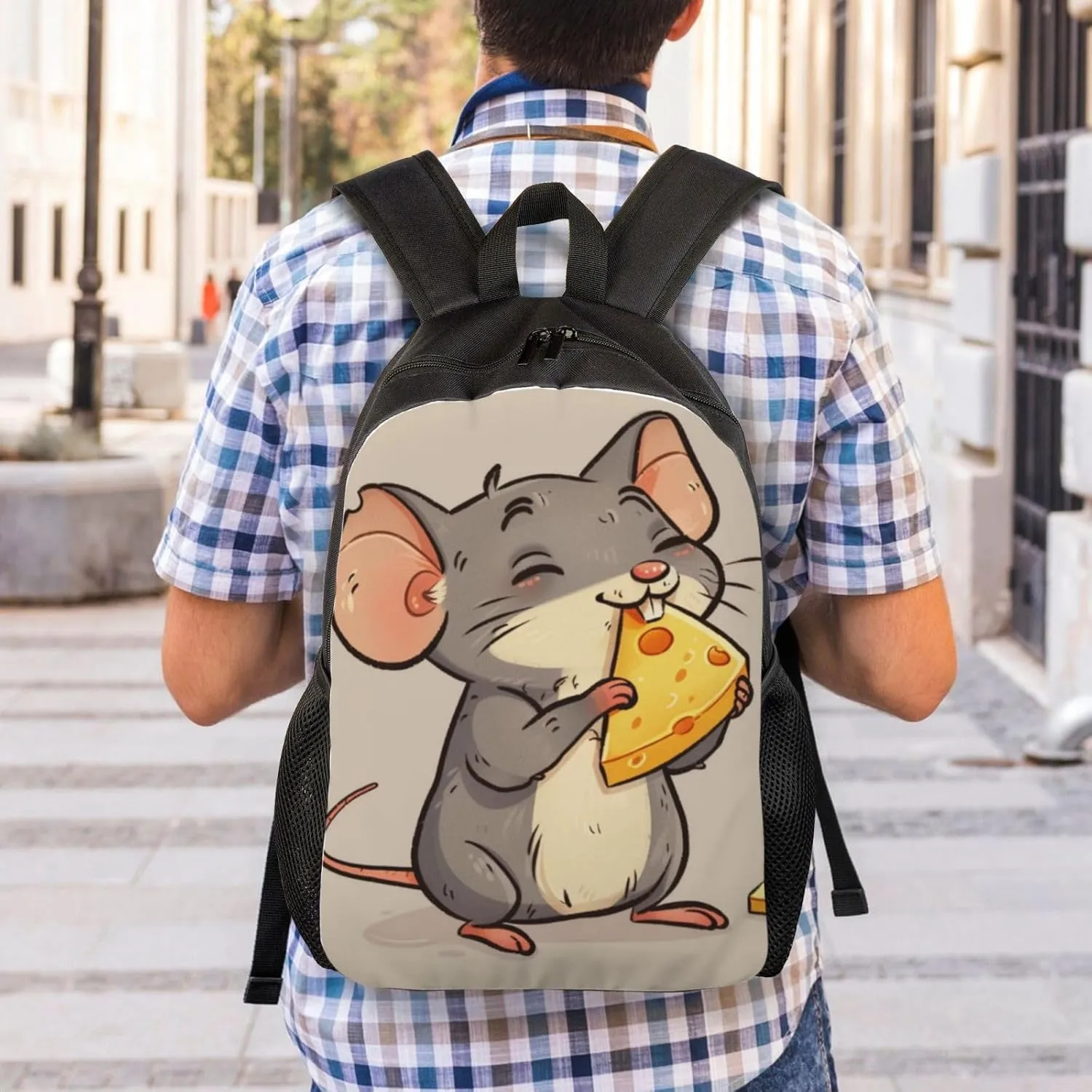 Mouse Cheese Backpack Waterproof Anti Theft Durable Light Laptop Bag Backpacks For Women Men Travel Gym Backpack
