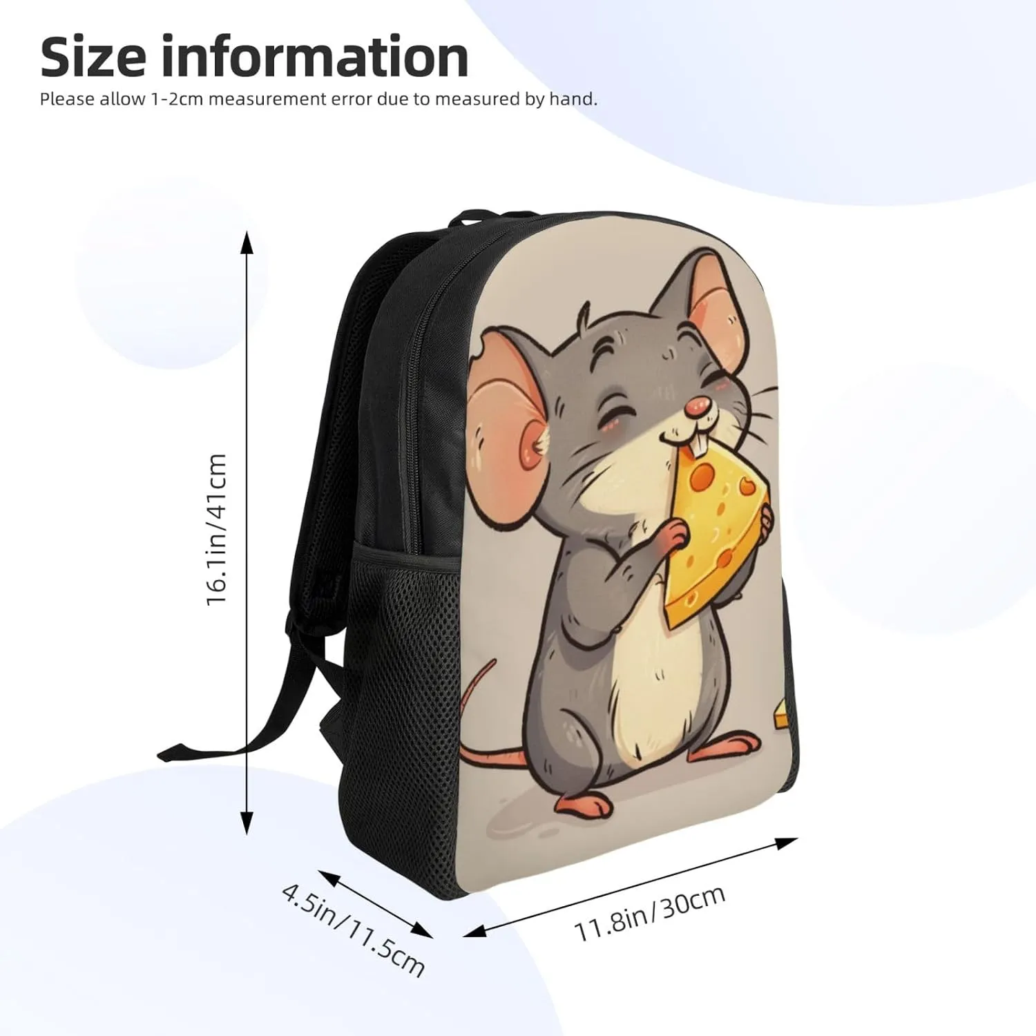 Mouse Cheese Backpack Waterproof Anti Theft Durable Light Laptop Bag Backpacks For Women Men Travel Gym Backpack