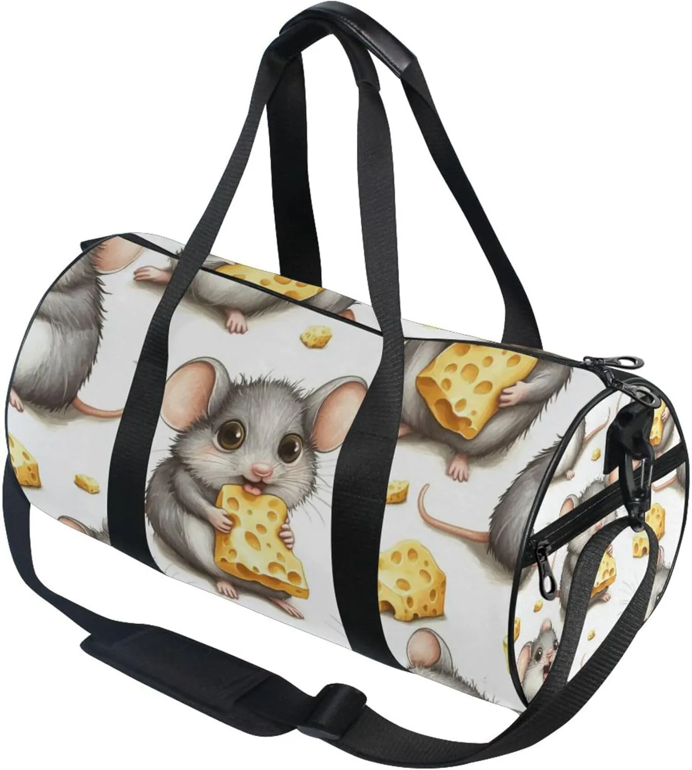 Mouse Eat Cheese Gym Duffle Bag Women Men Sports Fitness Bag for Travel Workout Gymnastics Dance Ballet