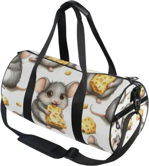Mouse Eat Cheese Gym Duffle Bag Women Men Sports Fitness Bag for Travel Workout Gymnastics Dance Ballet